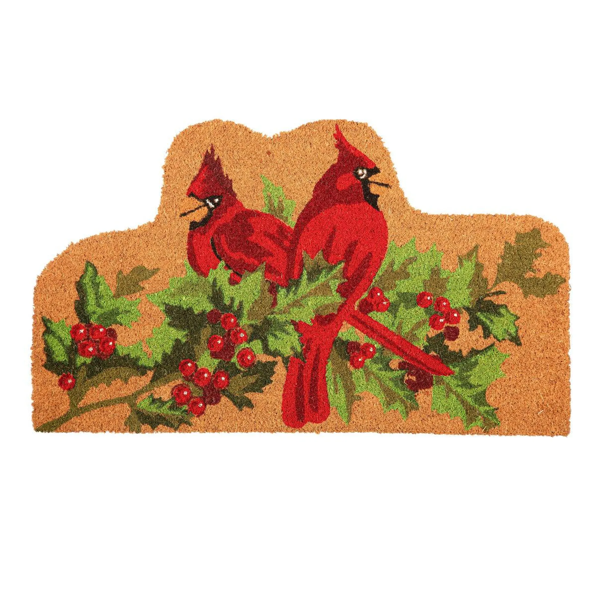 Holiday Cardinals Shaped Coir Mat