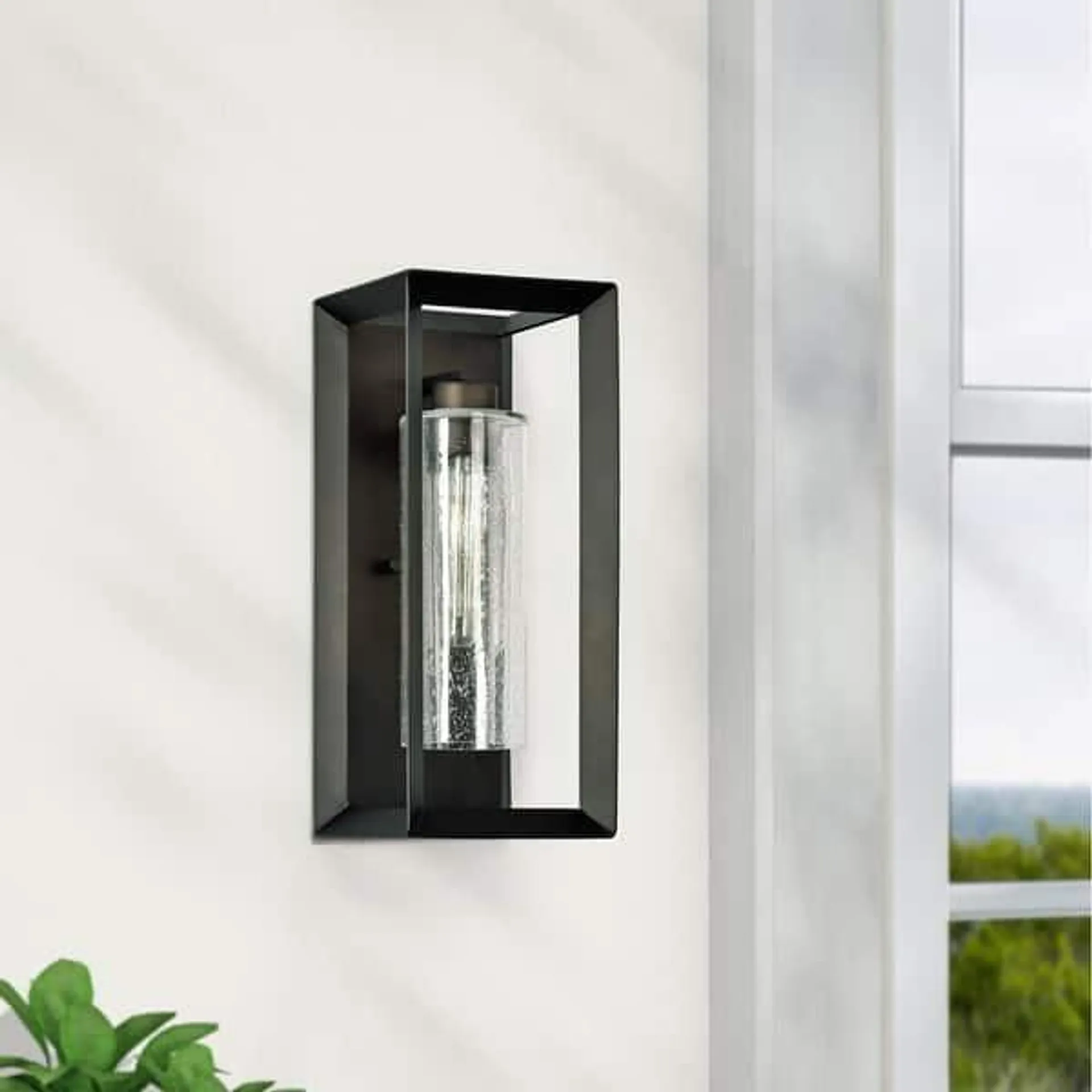 C Cattleya 1-Light Dark Bronze Finish Outdoor Wall Light with Clear Seeded Glass - Dark Bronze