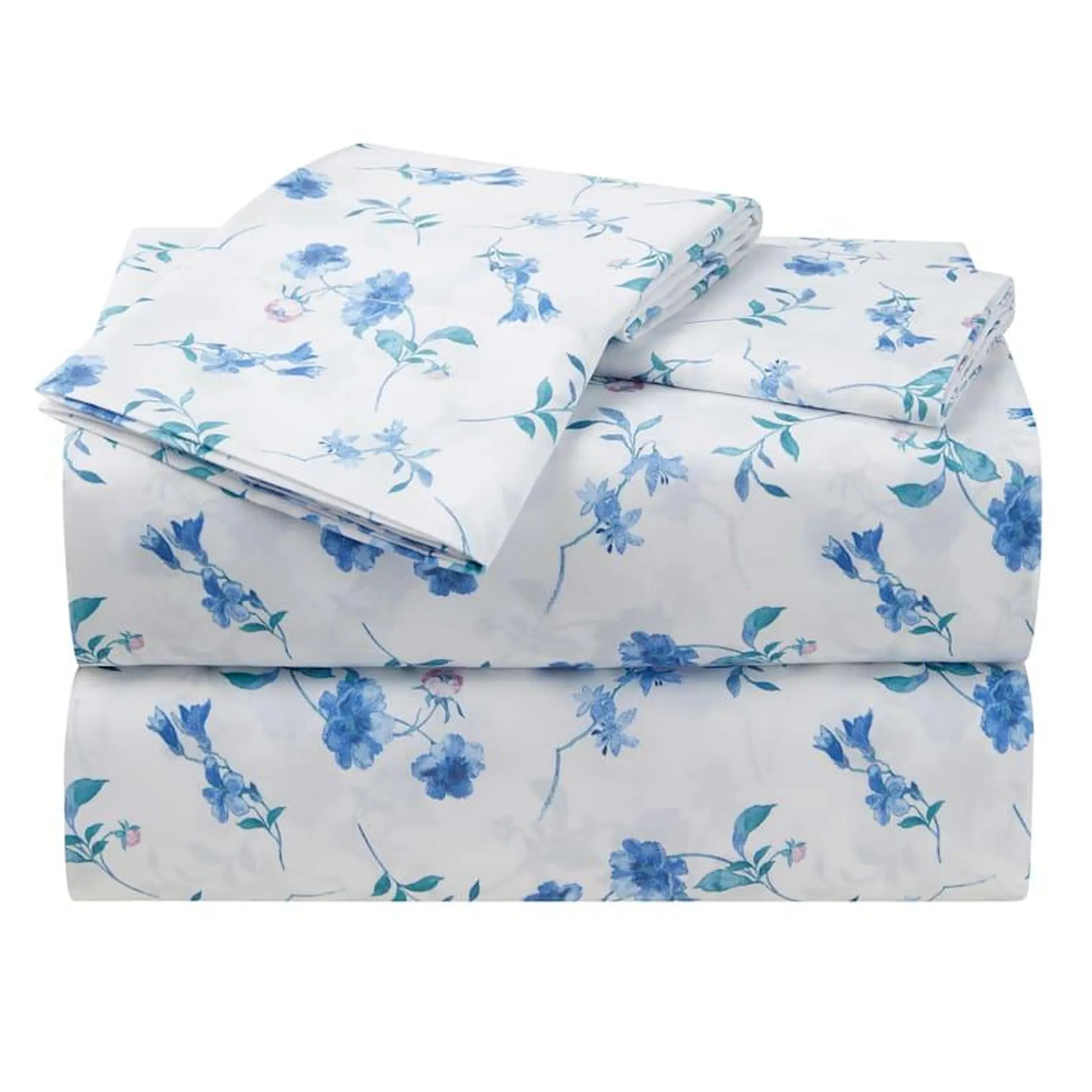 4-Piece Folksy Floral Print Microfiber Essential Sheet Set, King