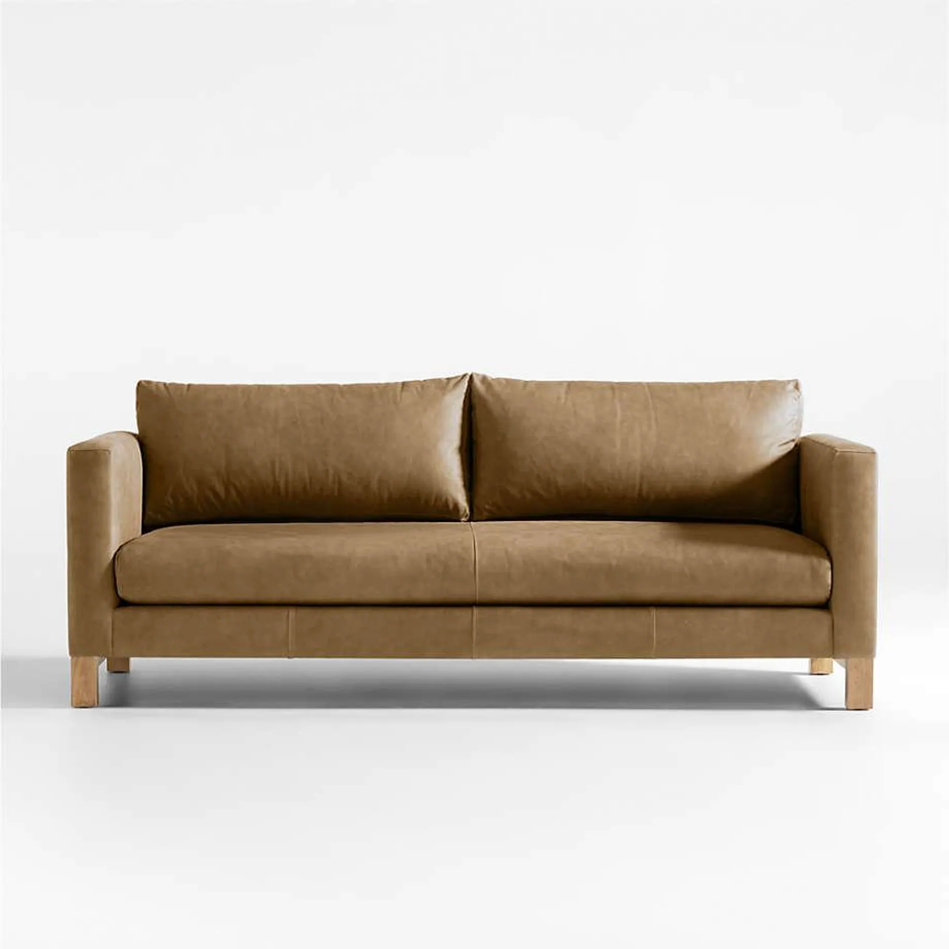 Pacific 79" Leather Bench Sofa with Wood Legs