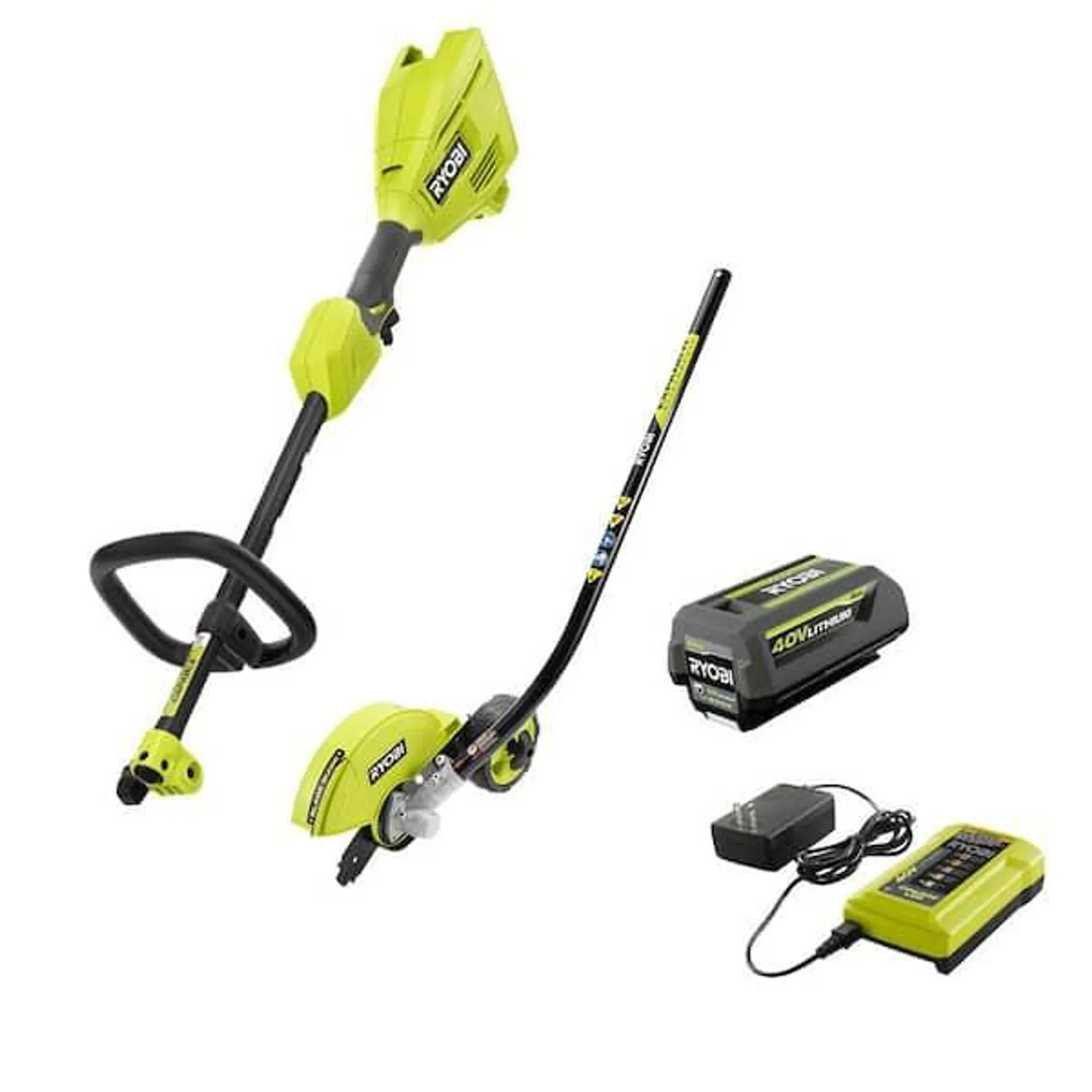 40V Expand-It Cordless Battery Attachment Capable Powerhead and Edger Attachment with 4.0 Ah Battery and Charger