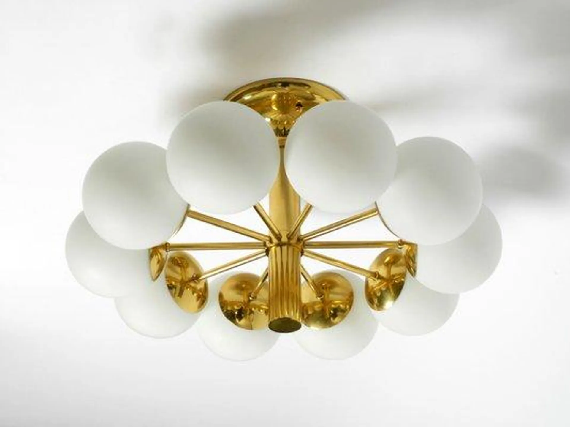 Vintage Space Age Brass Ceiling Lamp with Glass Balls from Kaiser Leuchten, 1960s