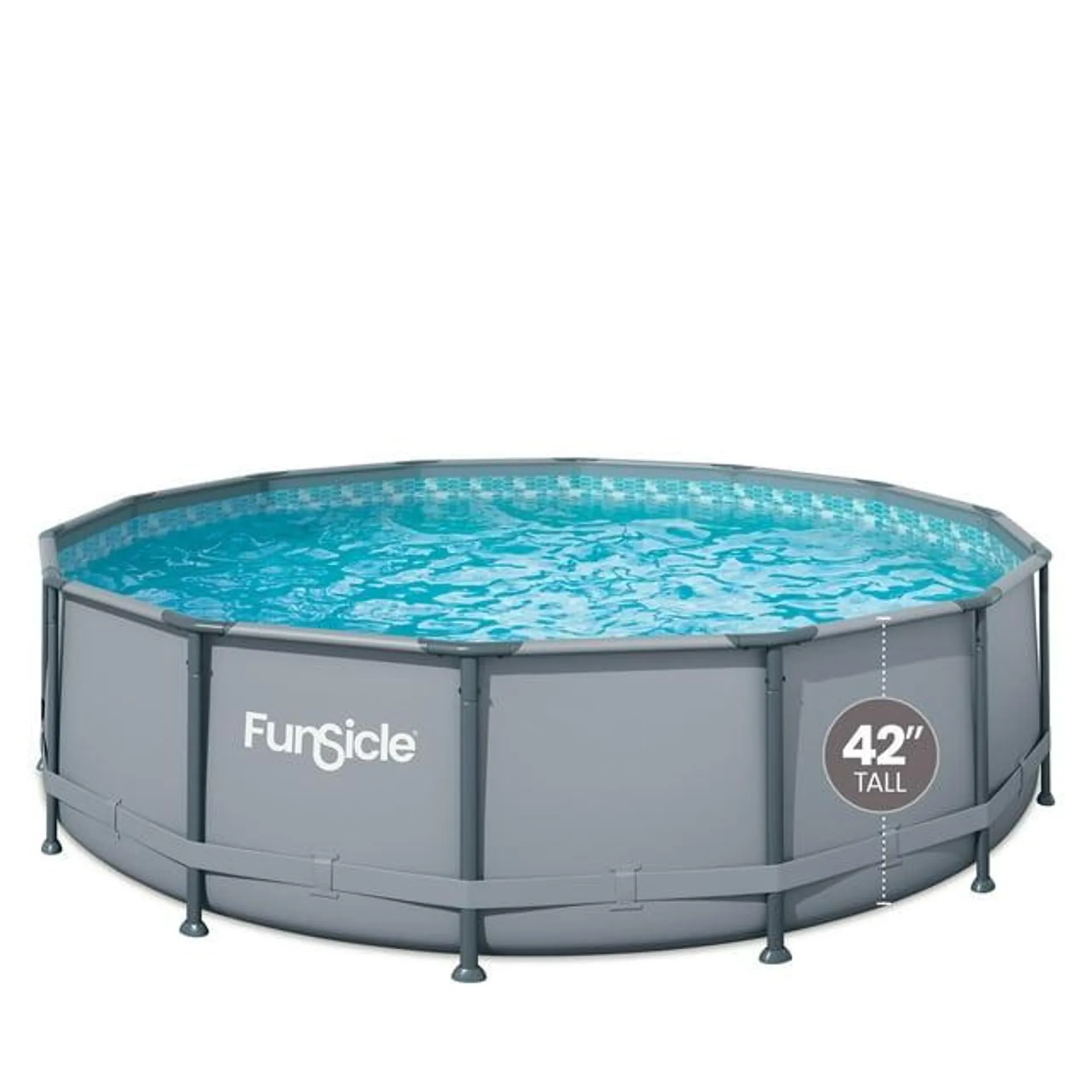 Funsicle 14 ft Oasis Round Above Ground Metal Frame Swimming Pool, Includes SkimmerPlus Pump, Age 6 & up