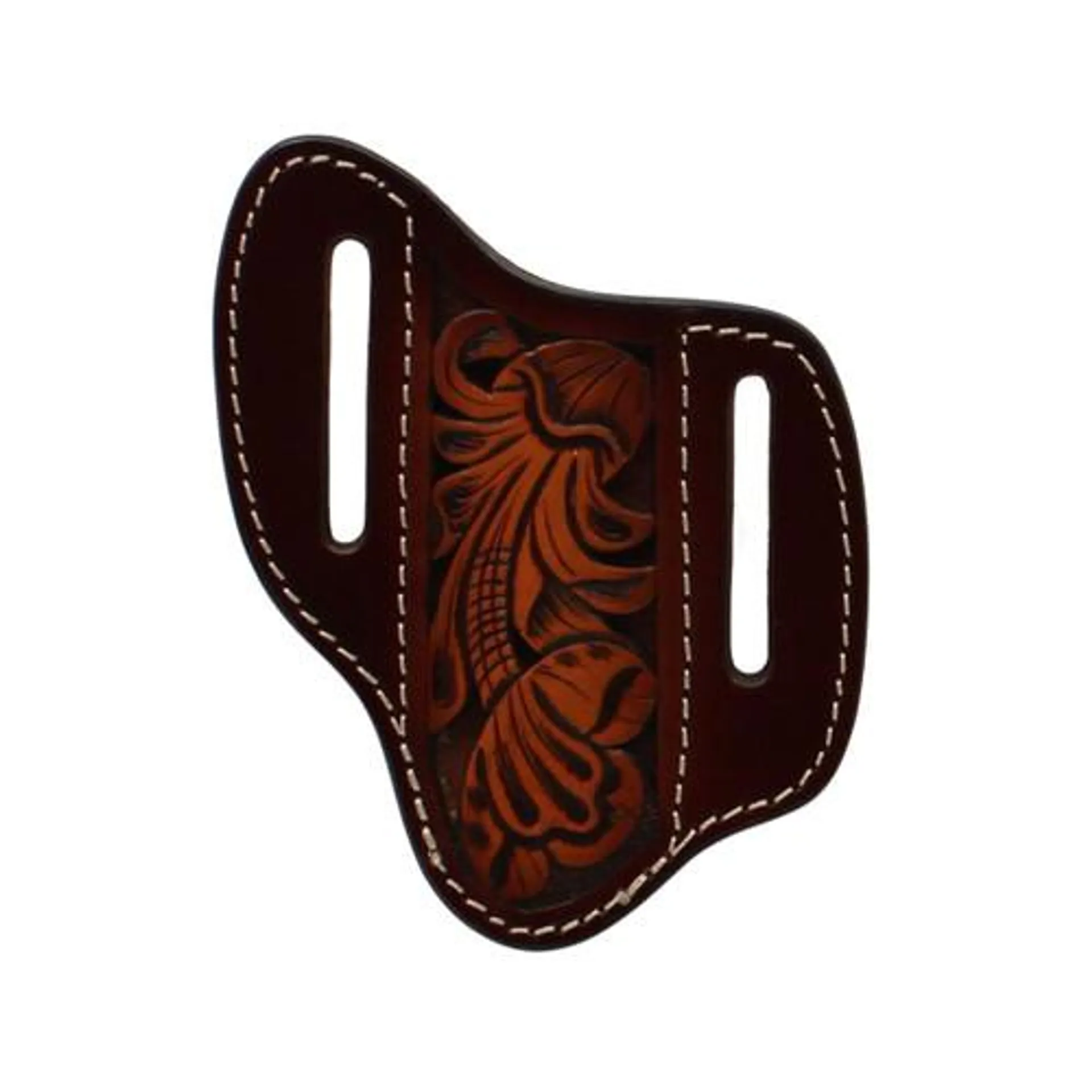 3D Brown Leather Knife Sheath with Floral Tooling