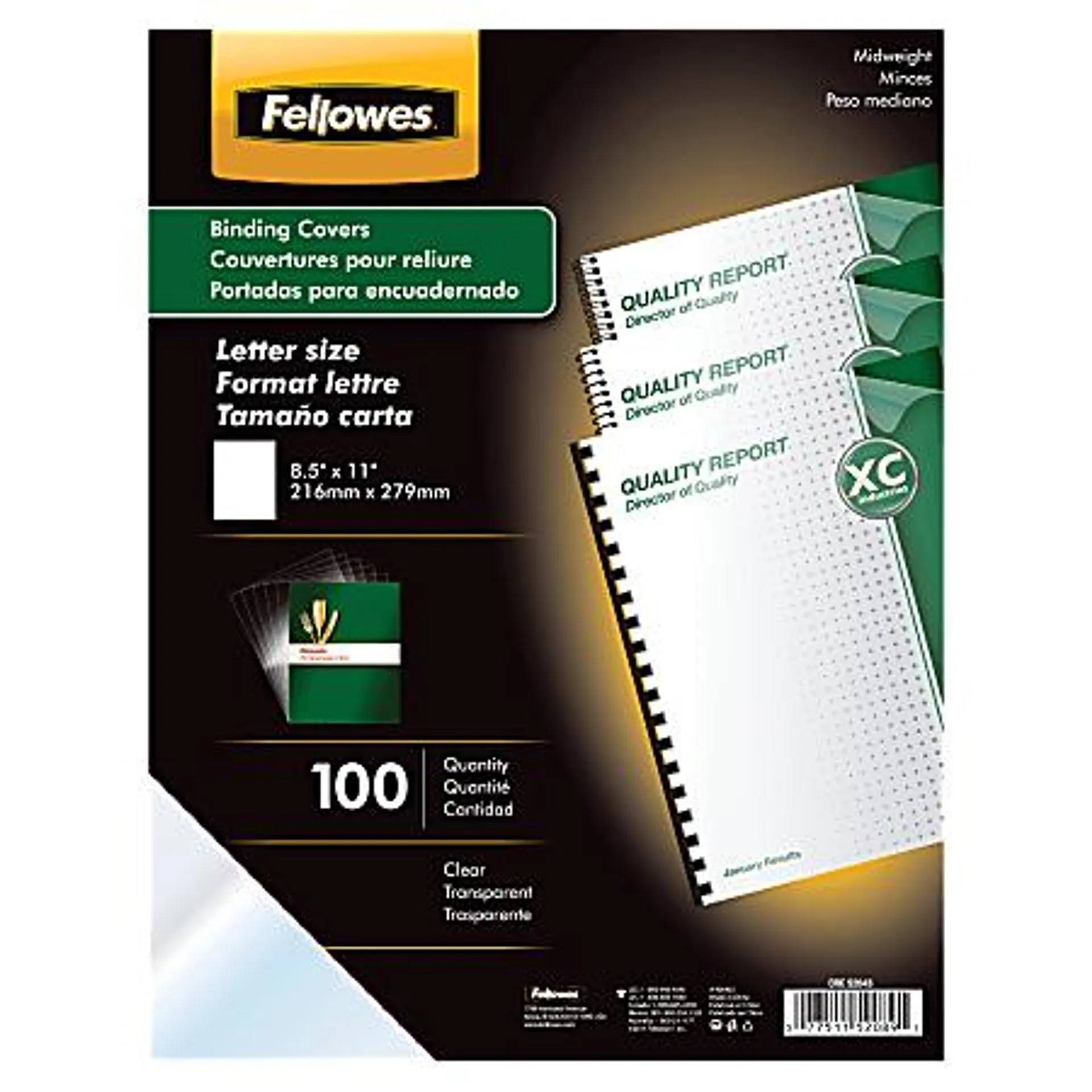 Fellowes® Clear Presentation Binding Covers, 8 1/2" 11", Clear, Pack Of 100