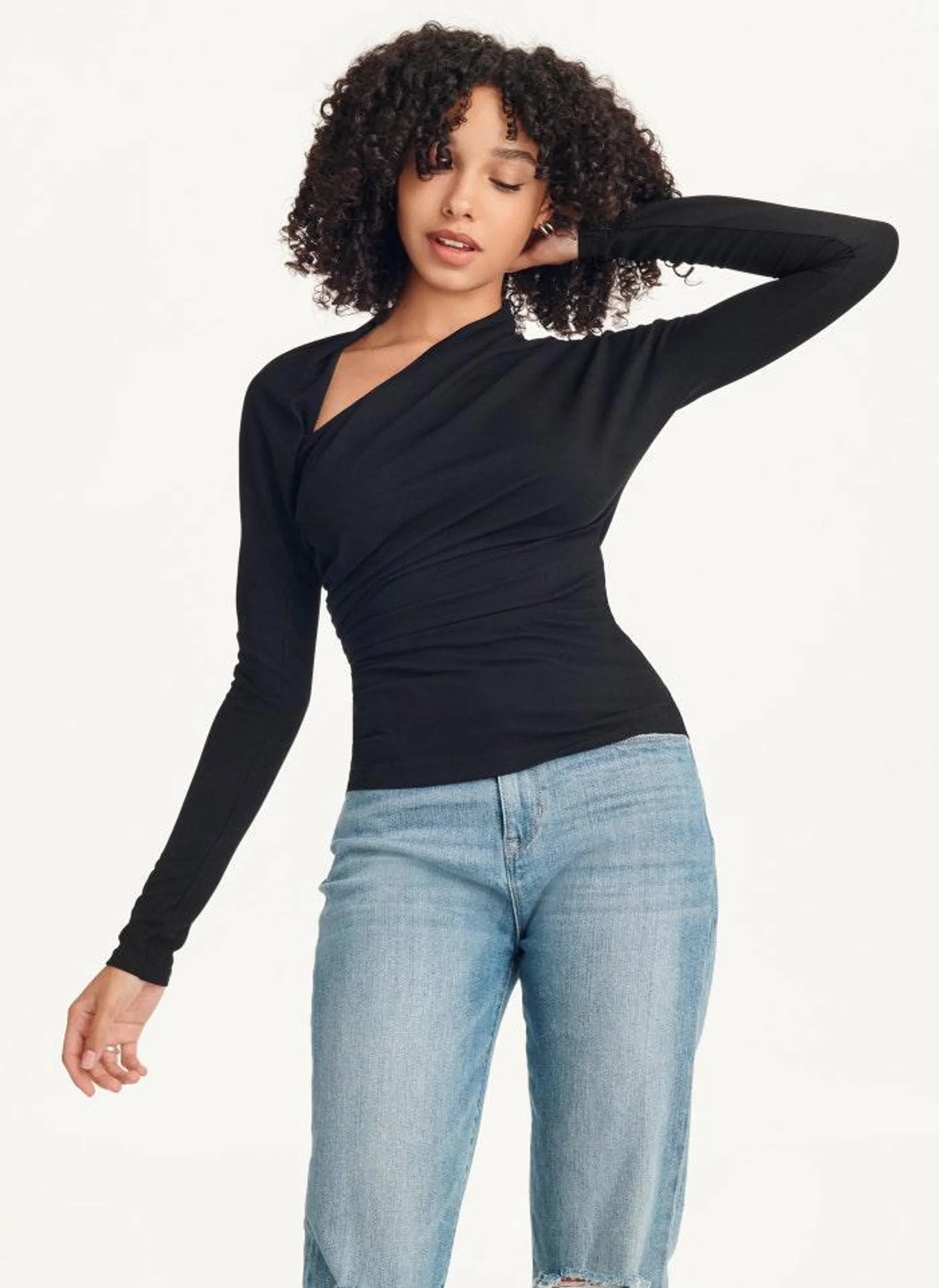 Long Sleeve Side Ruched Tee