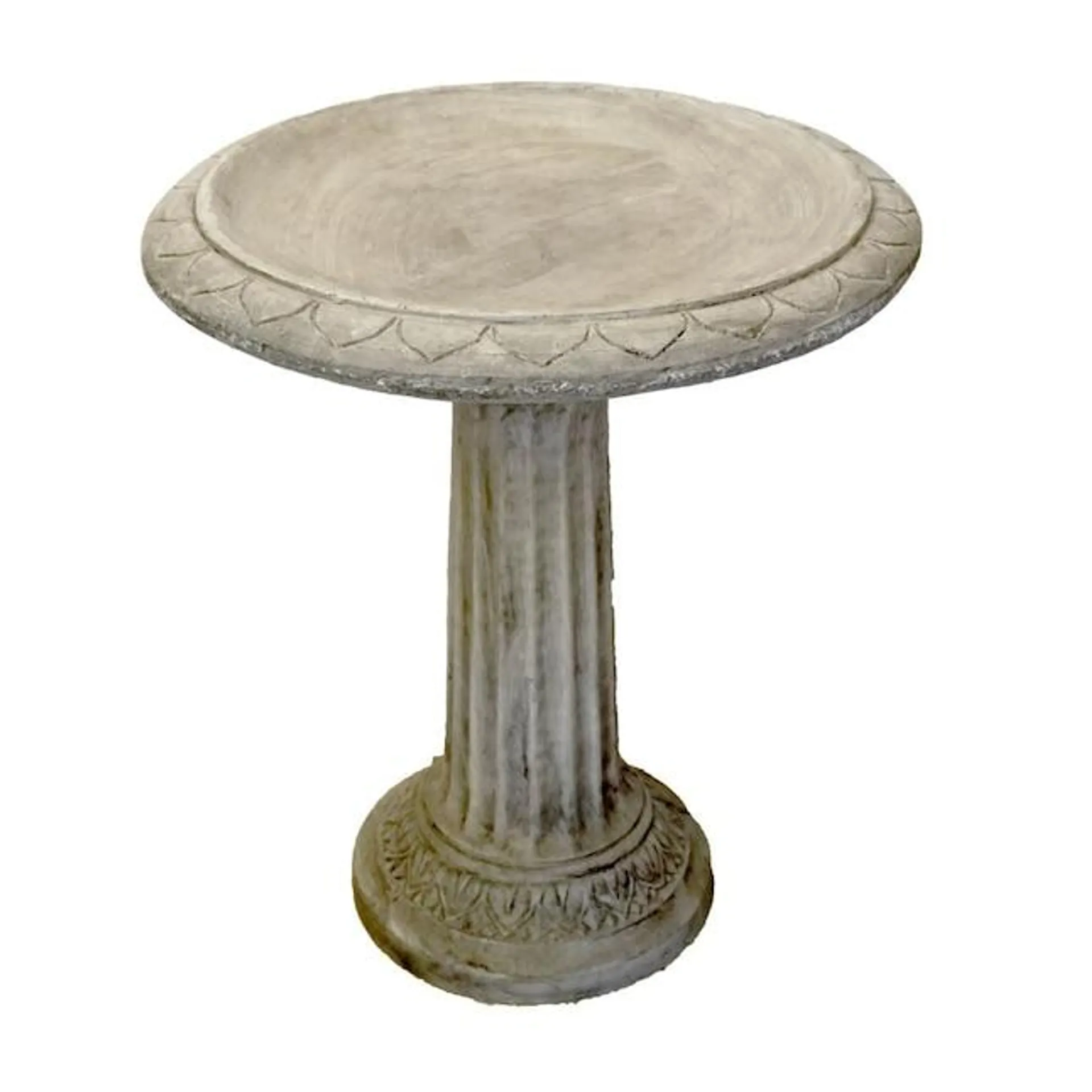 traditional column 27-in H Pre Aged Concrete Complete Birdbath