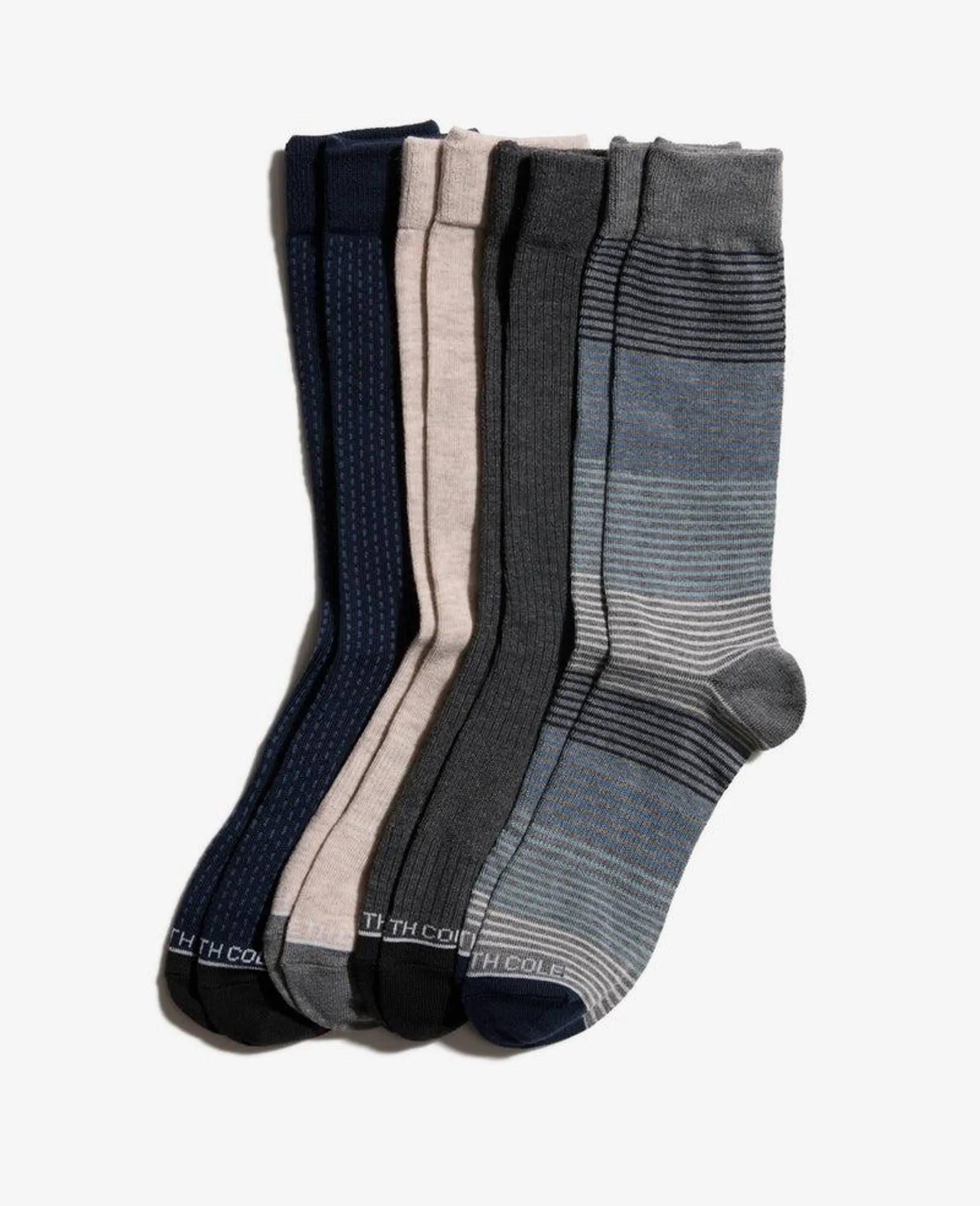 Men's Vertical Dash Dress Crew Socks 4-Pack