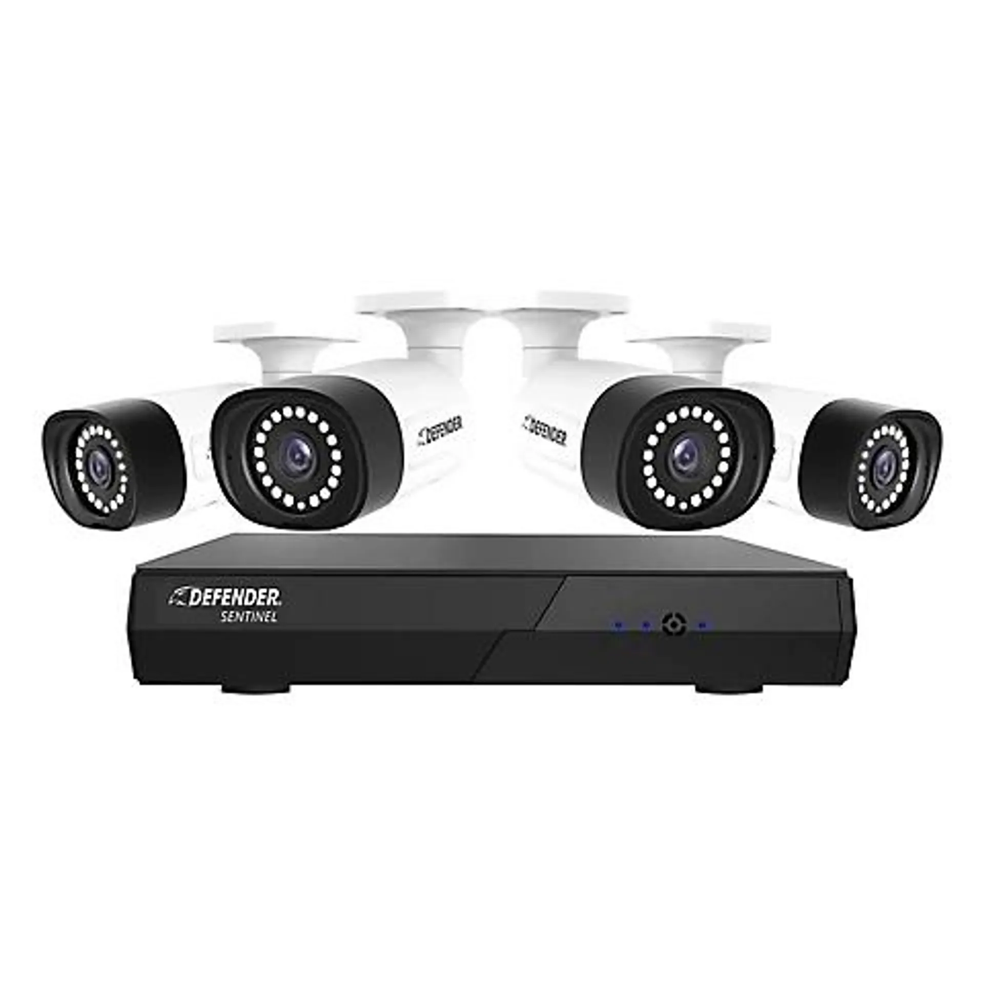 Defender Sentinel 8-Channel 4-Camera 4K Metal Security System with 1TB HDD NVR, Color Night Vision, and Human Detection