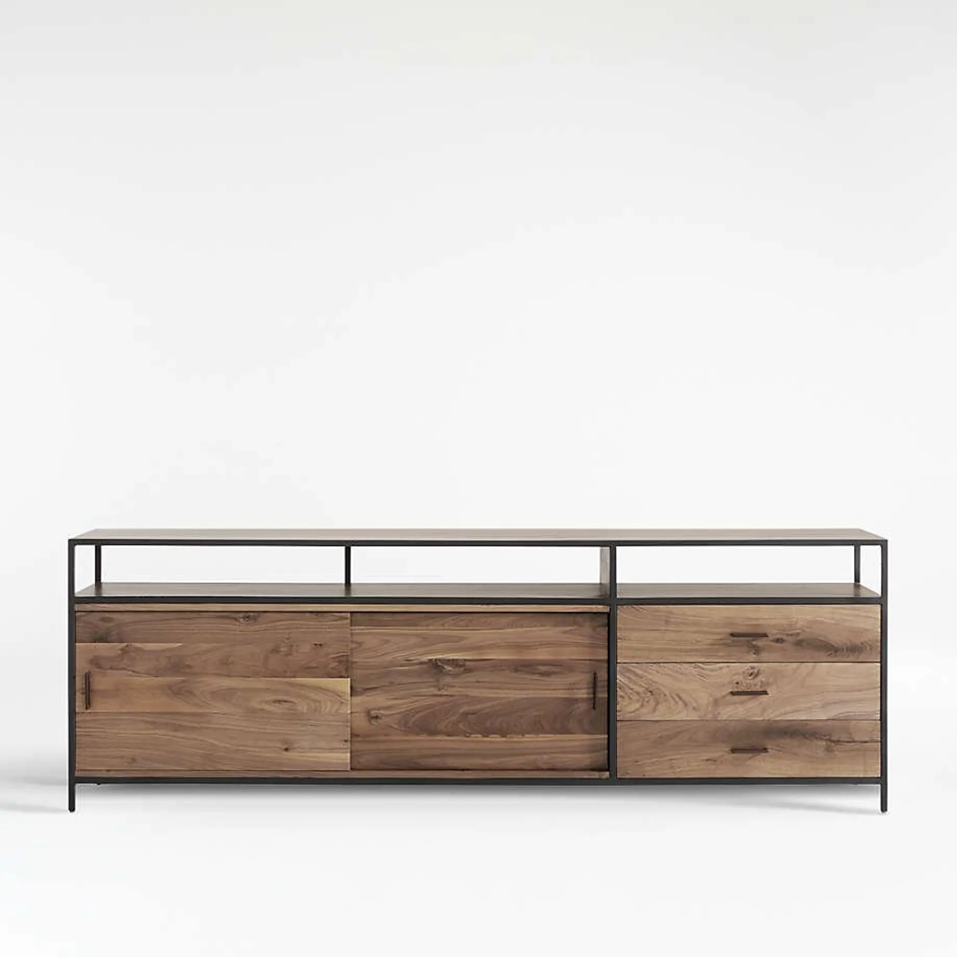 Knox Black Trim and Walnut 90" Storage Media Console