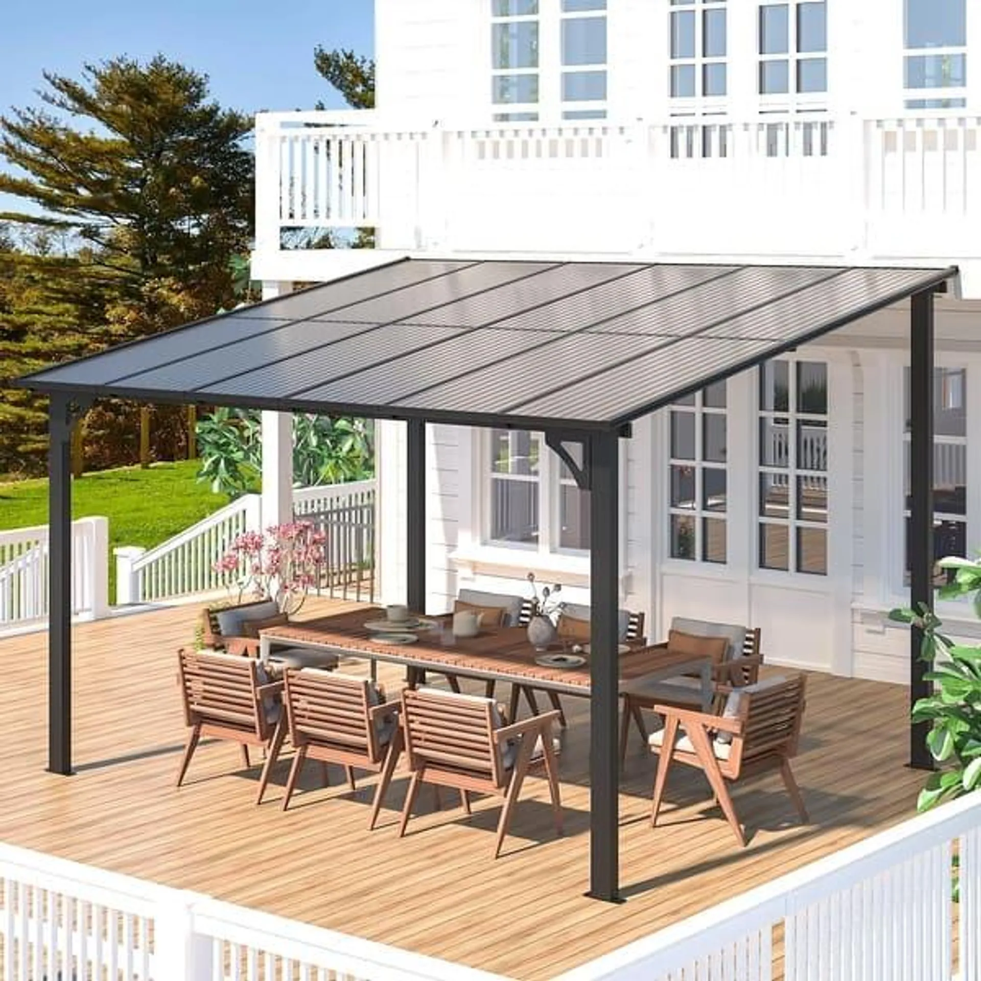 AECOJOY Wall Mounted Gazebos Pergola Gazebo Awnings for Backyard