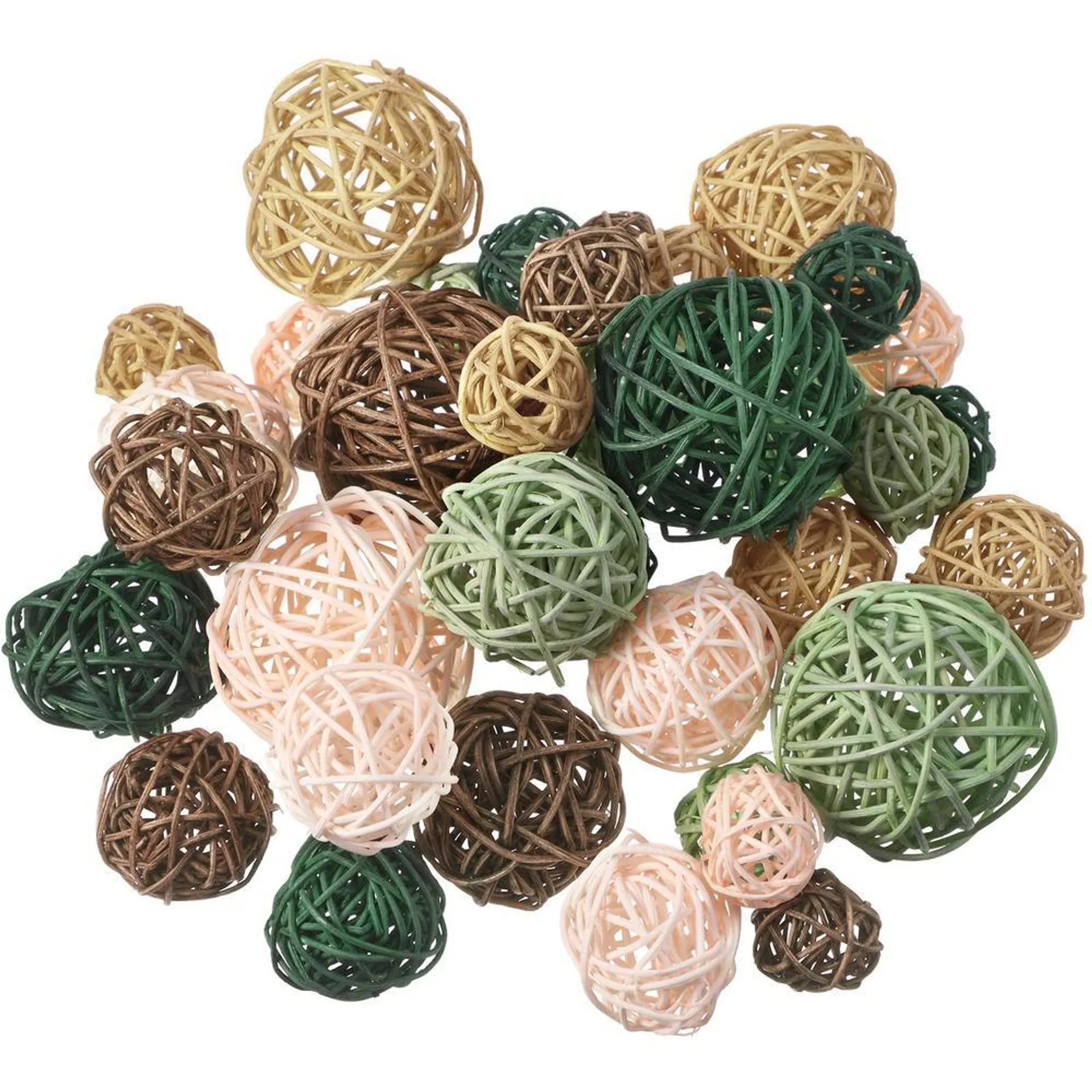 Patelai 36 Pcs Wicker Rattan Balls Decorative Balls for Centerpiece Bowls Orbs Vase Fillers for Christmas Xmas Craft, Wedding Party, Pot