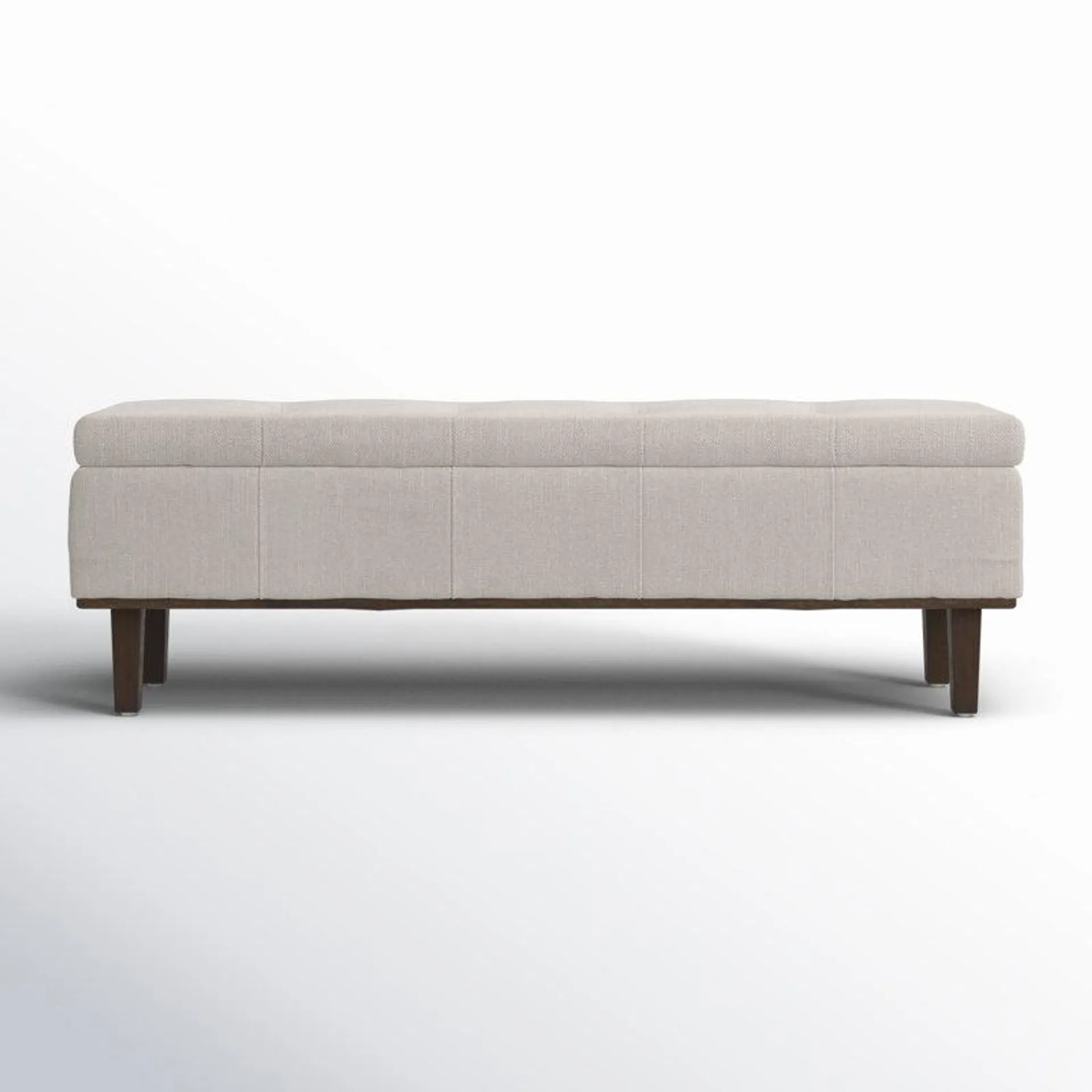French Beige Basketweave Colter Upholstered Flip Top Storage Bench