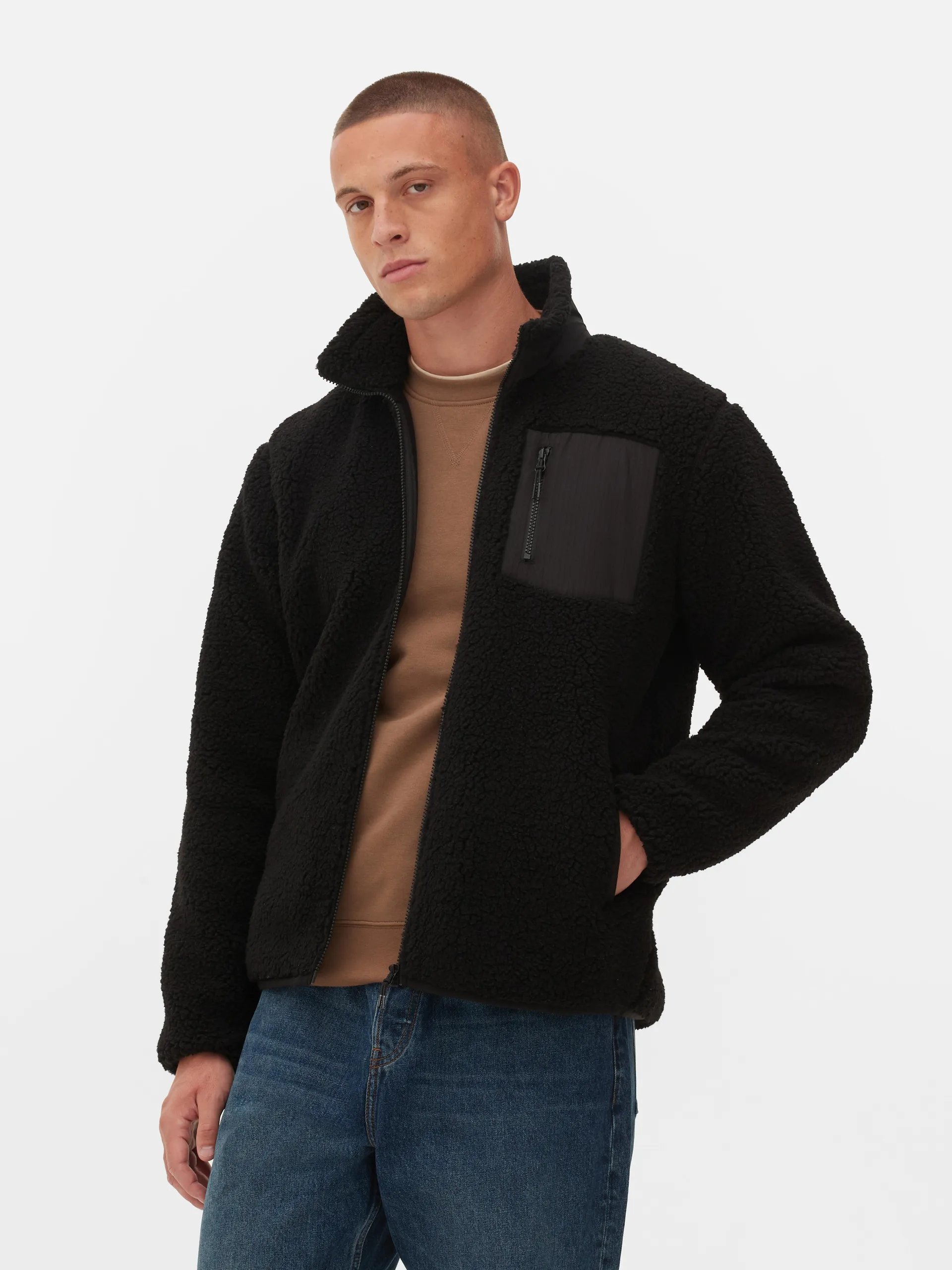 Funnel Neck Borg Jacket