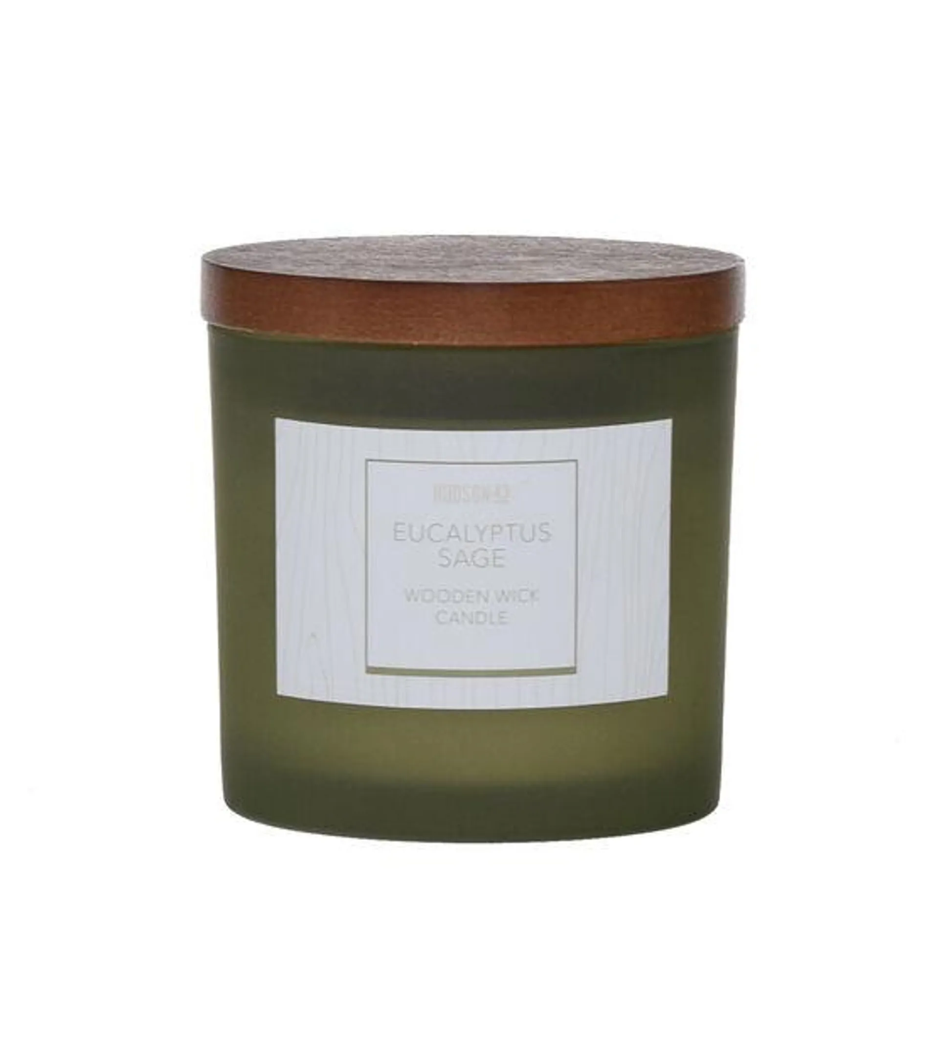 Hudson 43 Wooden Wick Frosted Candle 5oz Eucalyptus Sage Green
