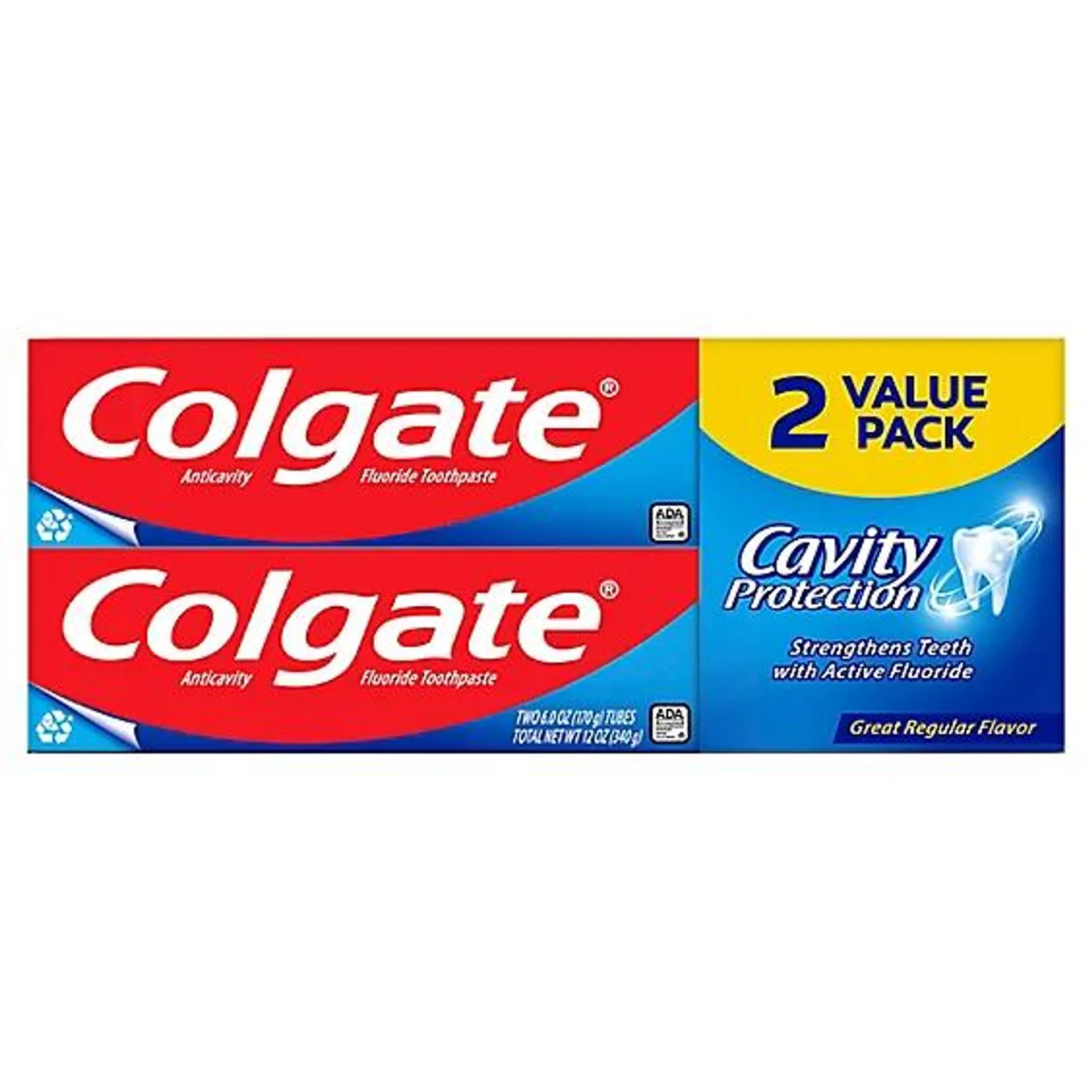 Colgate Cavity Protection Toothpaste with Fluoride Great Regular Flavor - 2-6 Oz