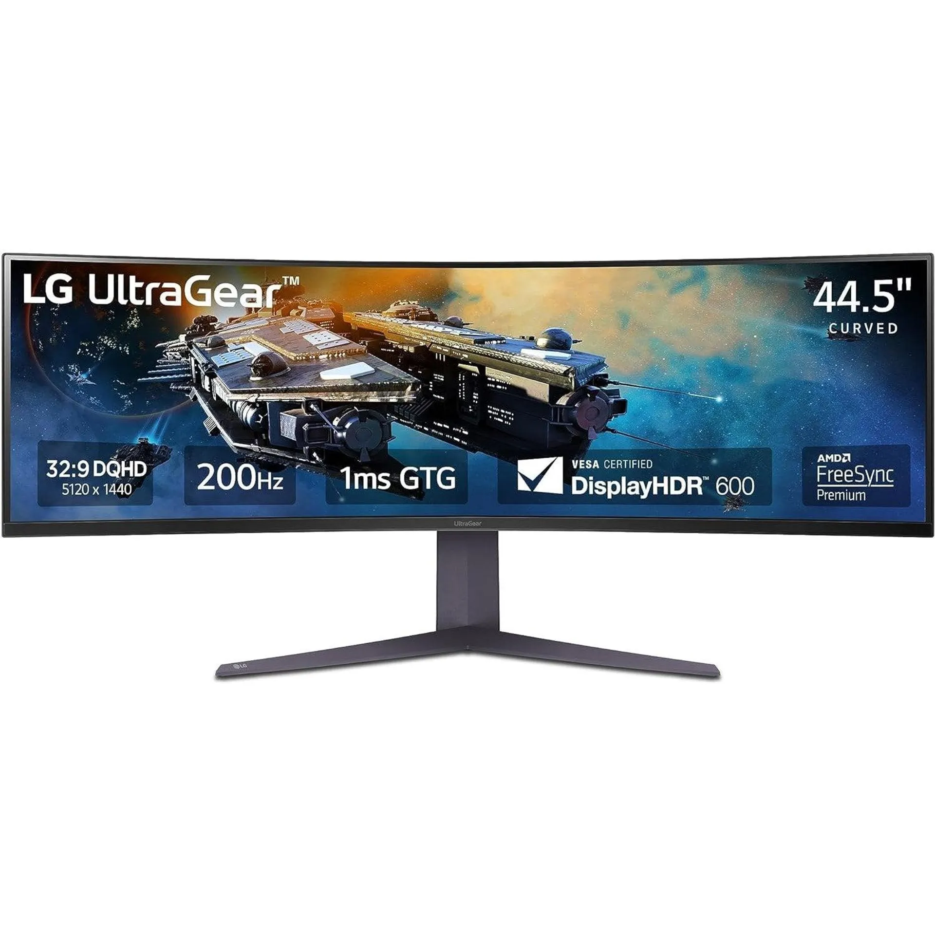 LG 45GR75DCB 45-inch Ultragear Curved Gaming Monitor, 3-Way Adjustable Stand