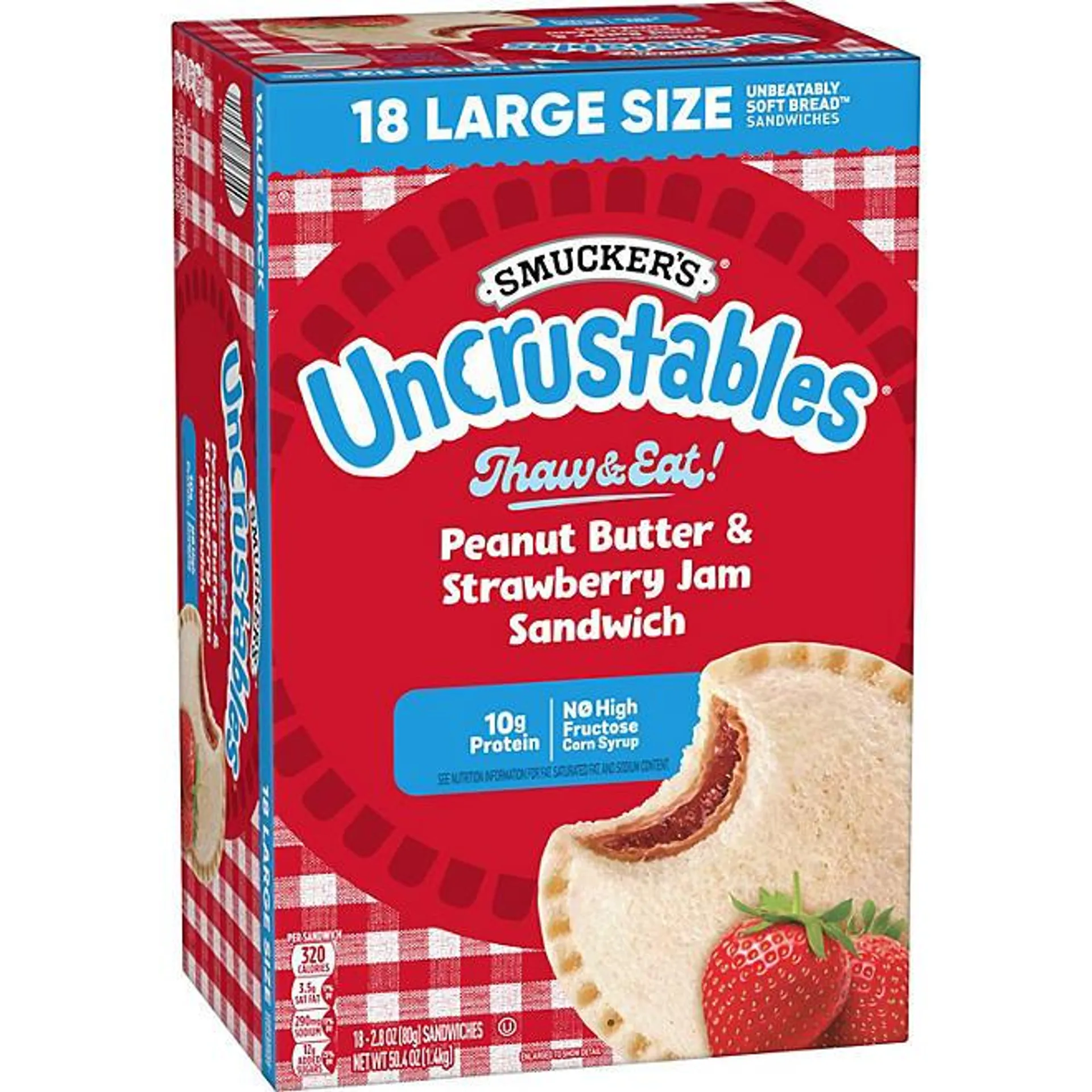 Smucker's Uncrustables Peanut Butter and Strawberry Jam Sandwiches 50.4 oz., 18 pk.