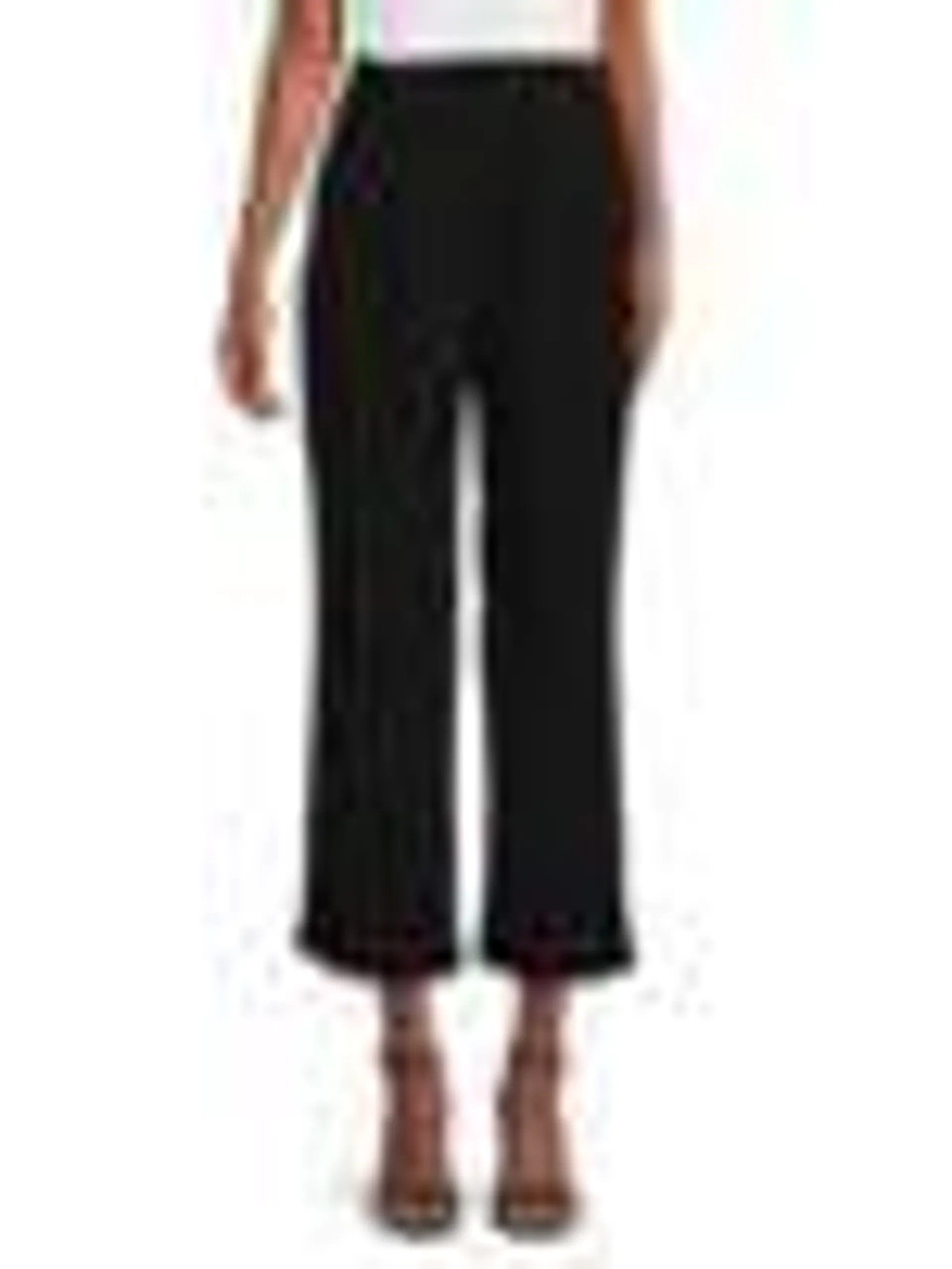 Pleated Straight Cropped Wide Leg Pants