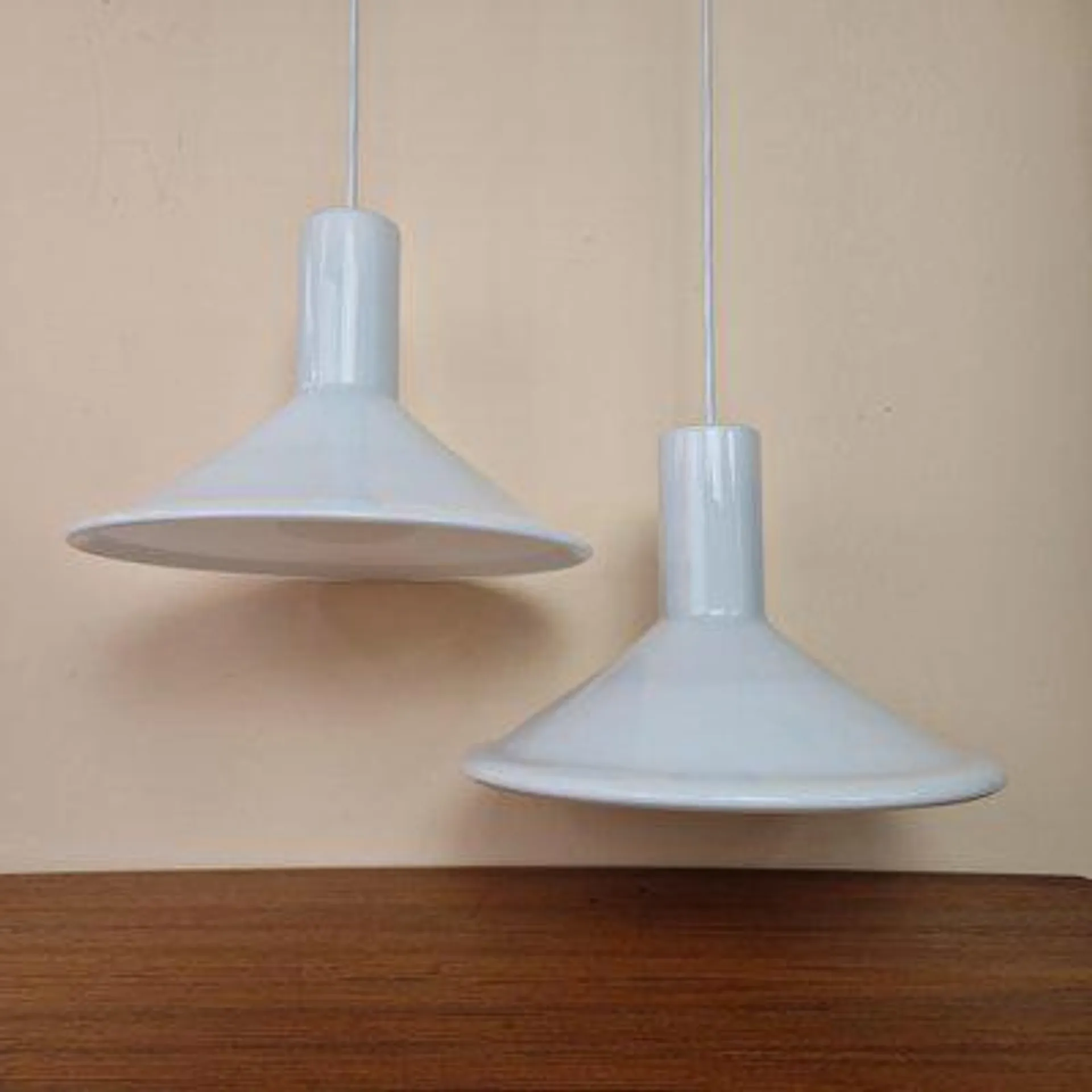 Mandarin Pendant Lamps by Michael Bang for Holmegaard / Royal Copenhagen, 1980s, Set of 2