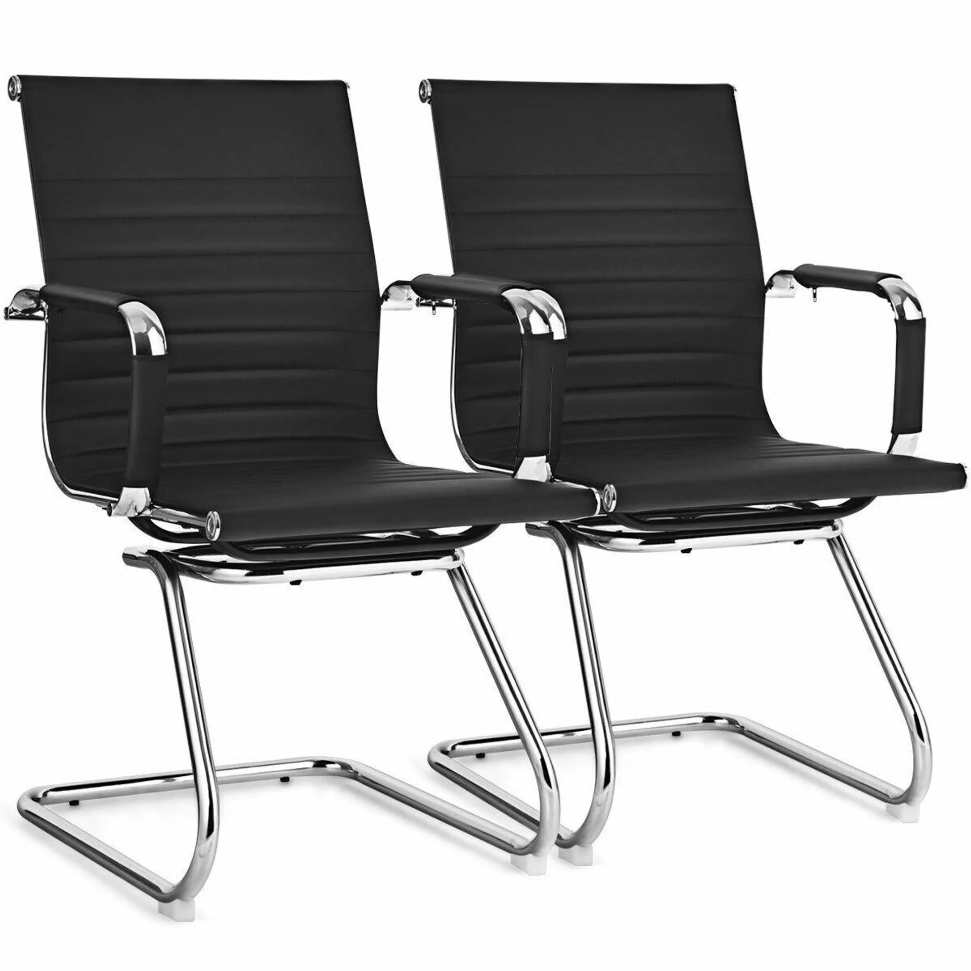 Gymax Set of 2 Office Guest Chairs Waiting Room Chairs for Reception Conference Area