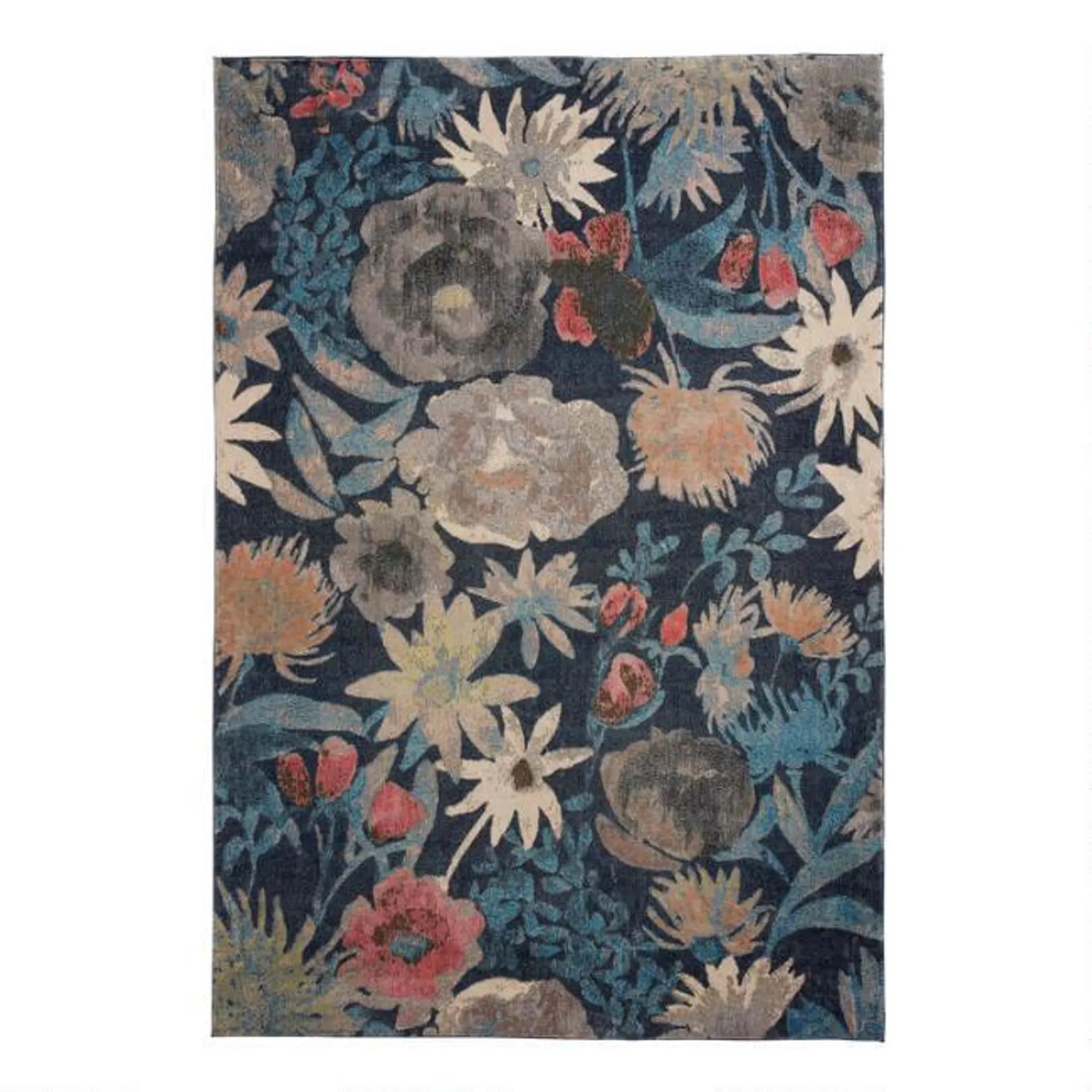 Ava Navy Blue And Floral Area Rug