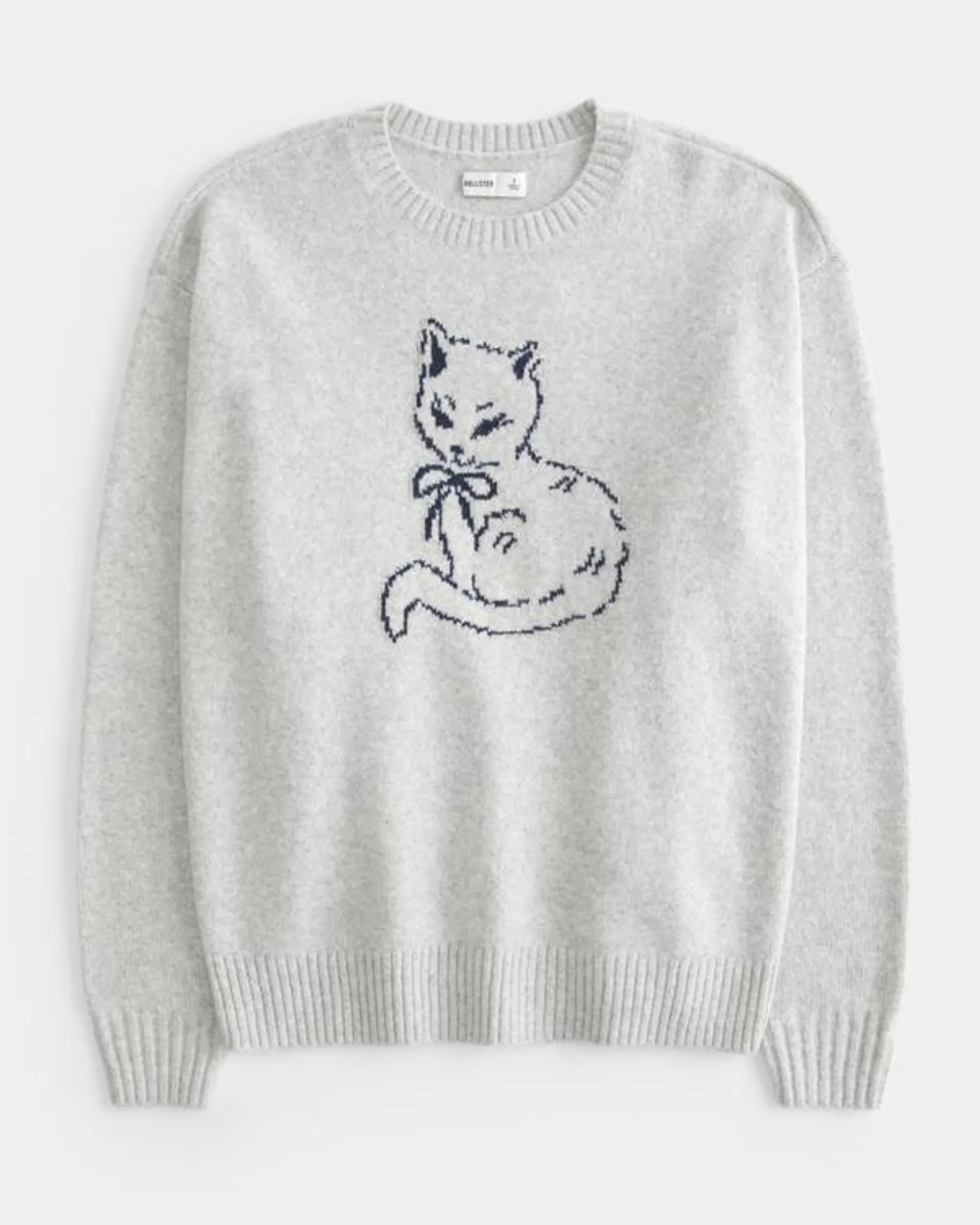 Hollister Comfy Cloud Kitten Graphic Crew Sweater