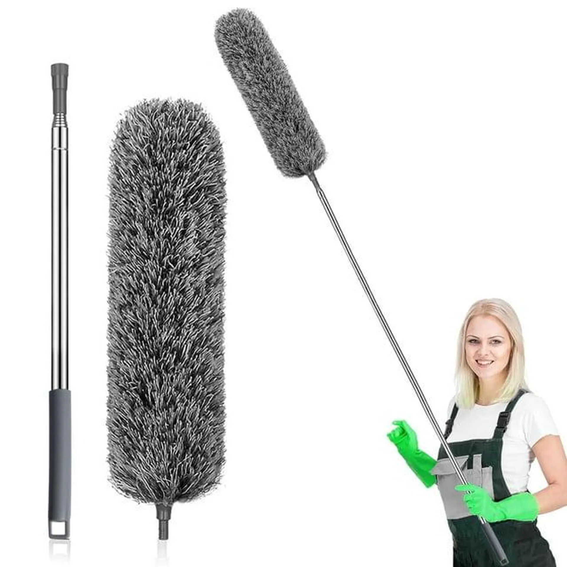 SUGARDAY Feather Duster with Extension Handle for Cleaning High Ceiling Areas Fan