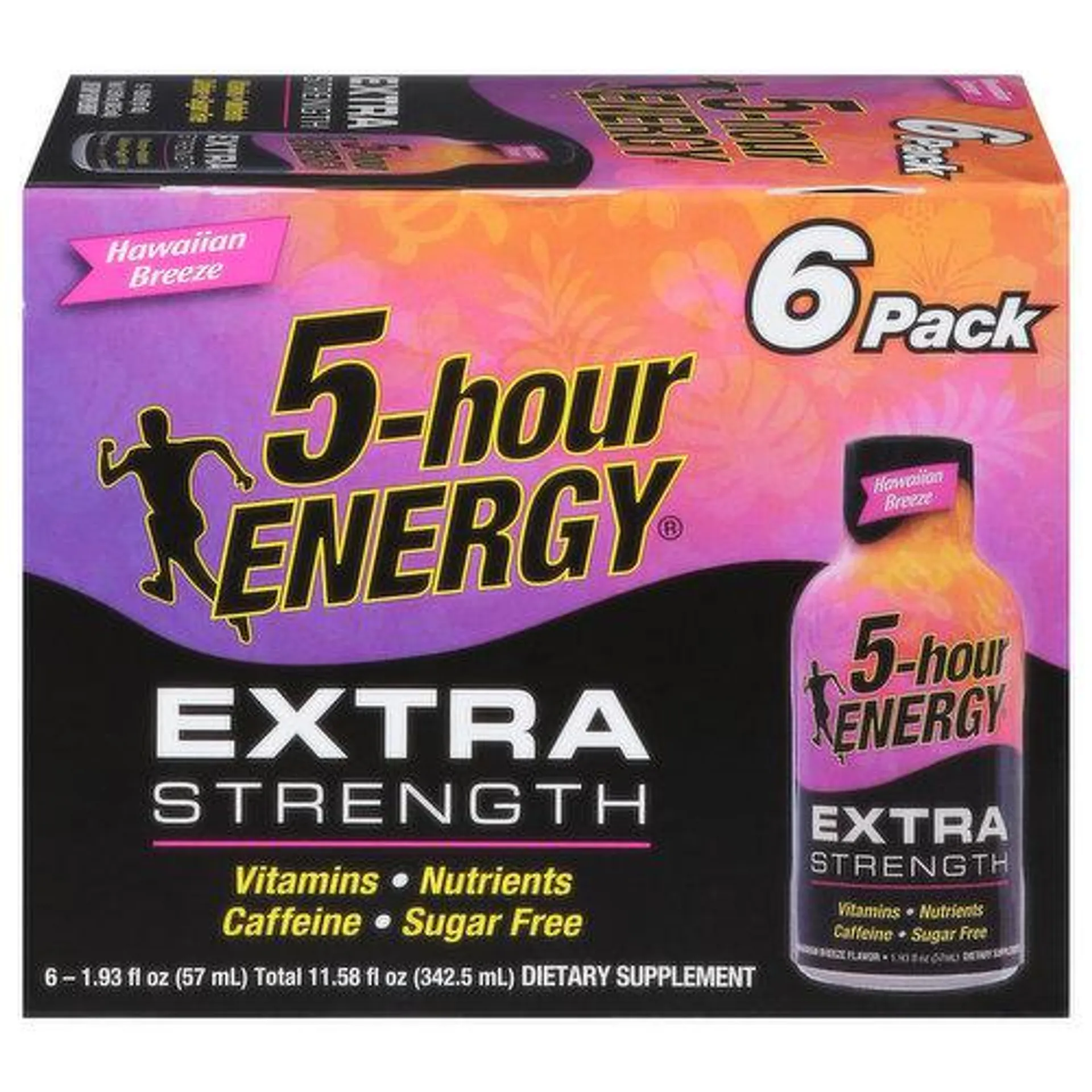 5-Hour Energy Energy Drink, Extra Strength, Hawaiian Breeze, 6 Pack, 6 Each