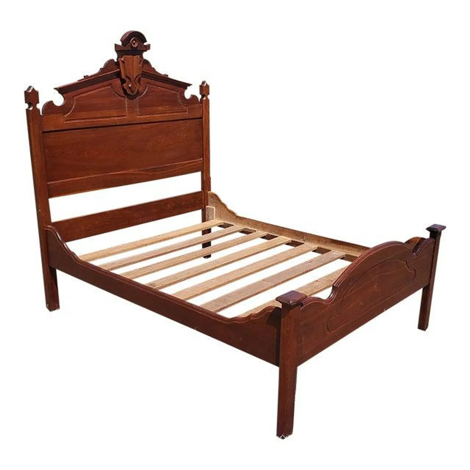 Late 19th Century Antique Victorian / Eastlake Style Wooden Full Size Bed Frame