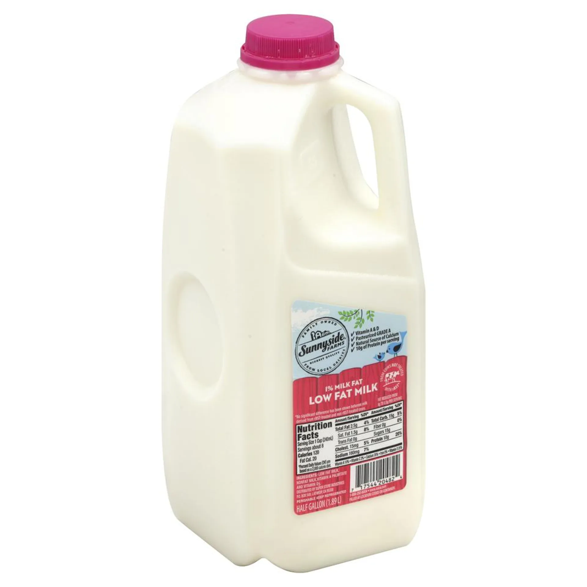 Sunnyside Farms Milk, Lowfat, 1% Milk Fat