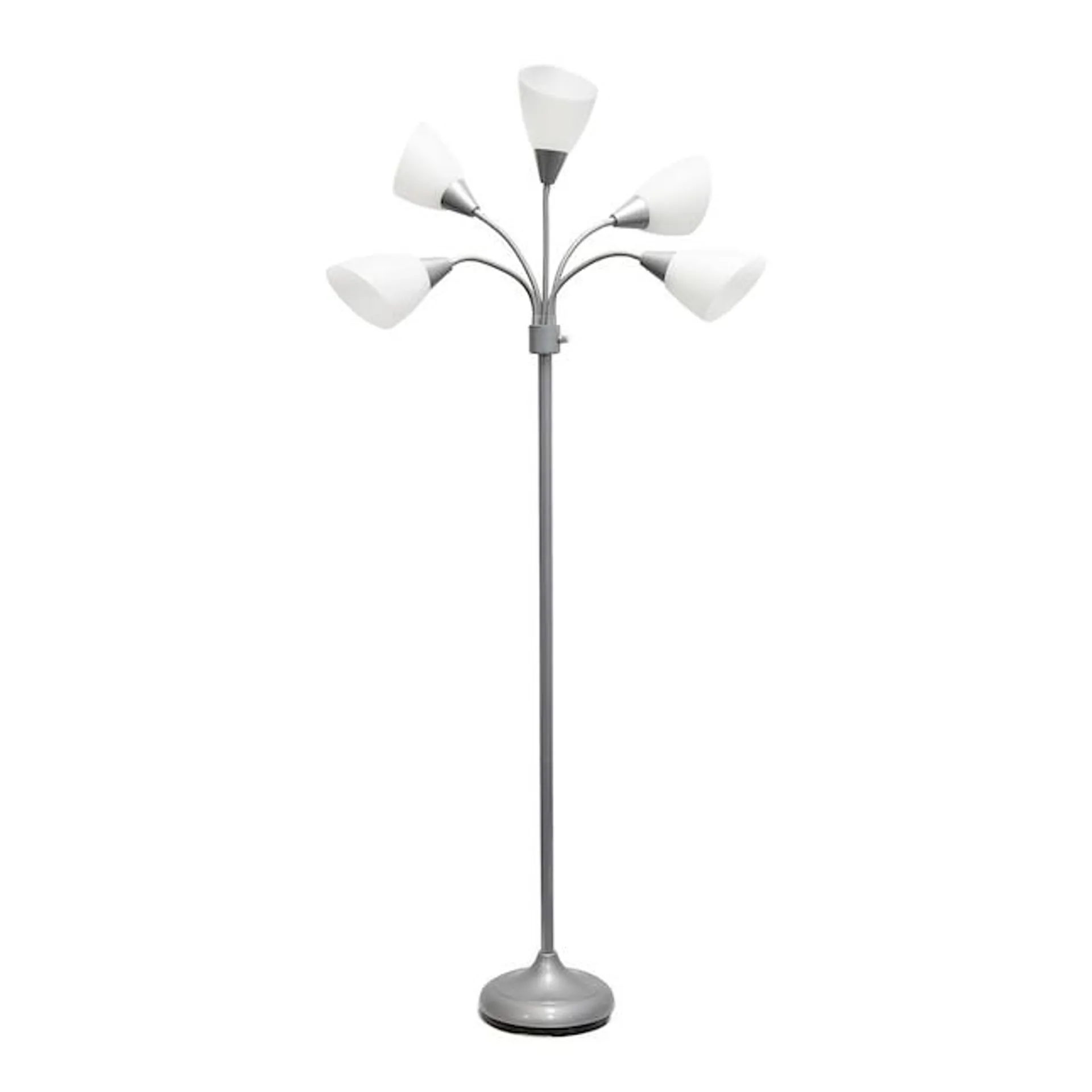 Simple Designs 67-in Silver/White Multi-head Floor Lamp