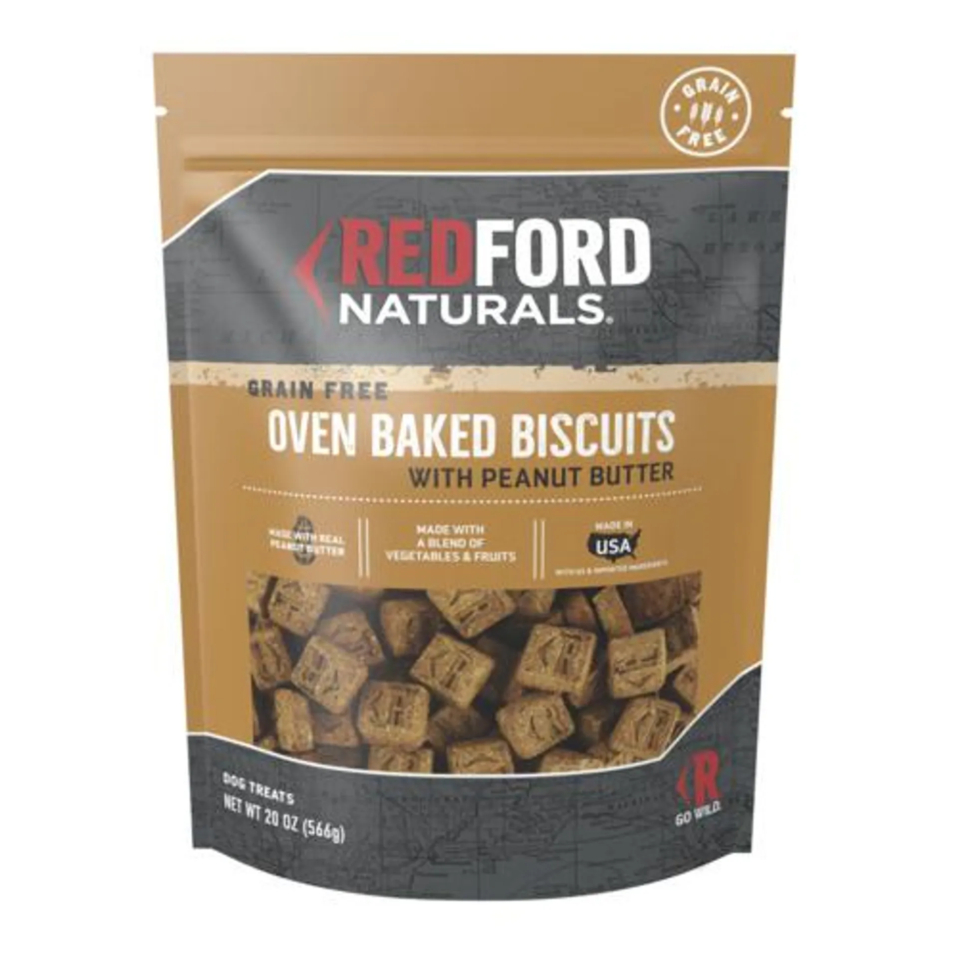 Redford Naturals Grain Free Biscuits Dog Treat, Peanut Butter, 20 Ounces