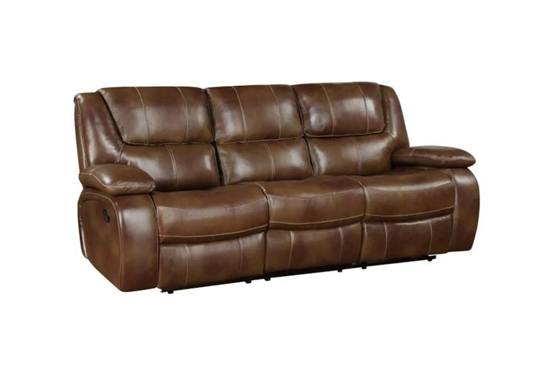 Braun Brown Leather Manual Reclining Sofa