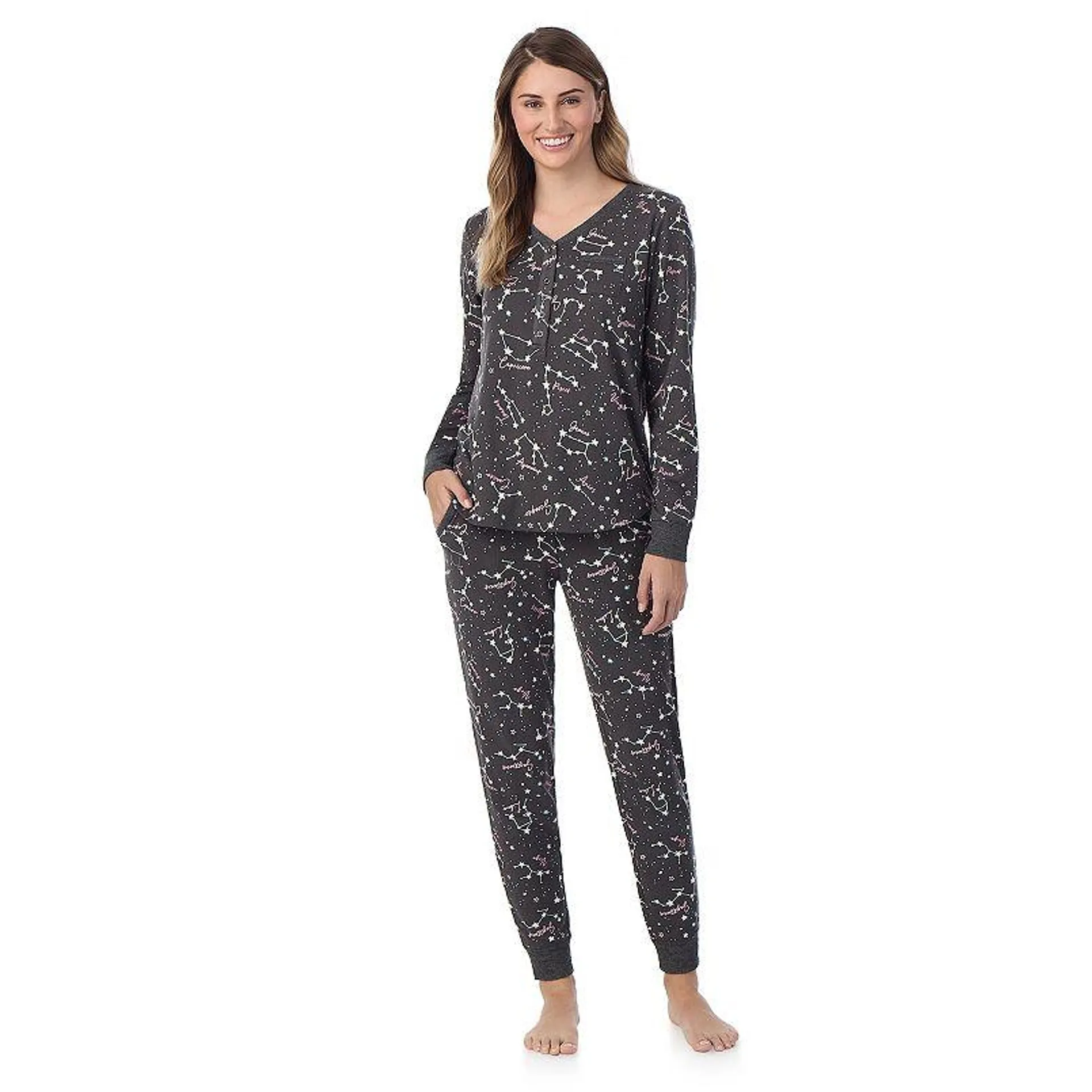 Women's Cuddl Duds® Cozy Long Sleeve Henley Pajama Top and Pajama Pants Set