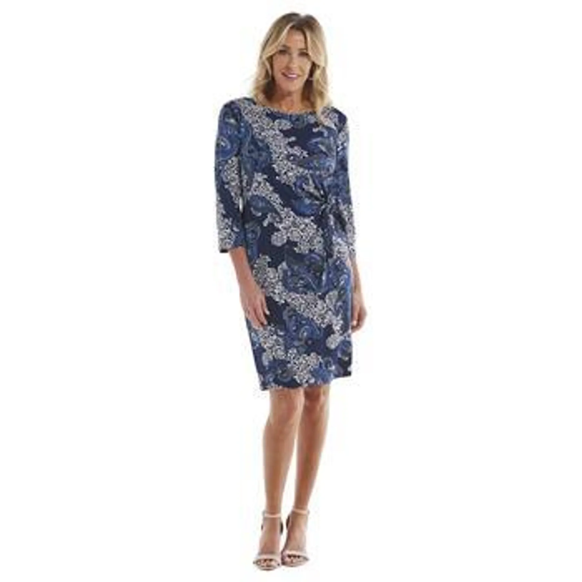 Womens Sami & Jo 3/4 Sleeve Paisley Sarong Wrap Dress