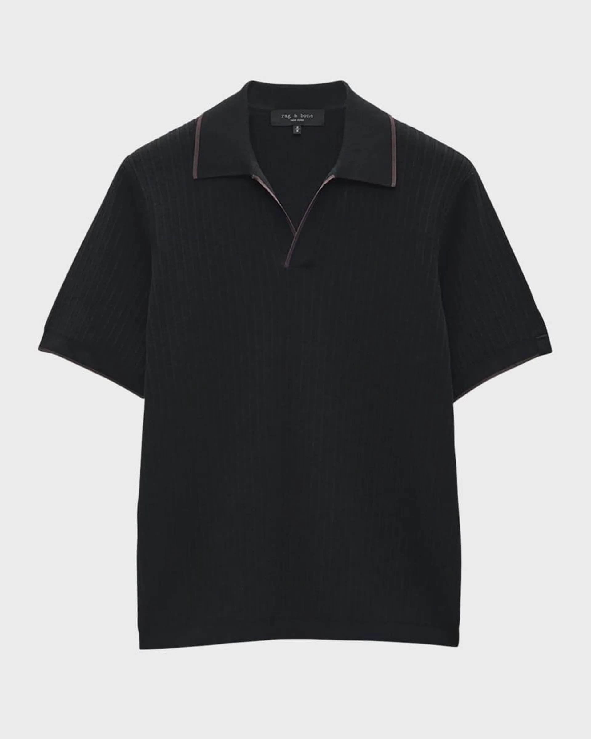 Men's Harbor Ribbed Johnny Collar Polo Shirt