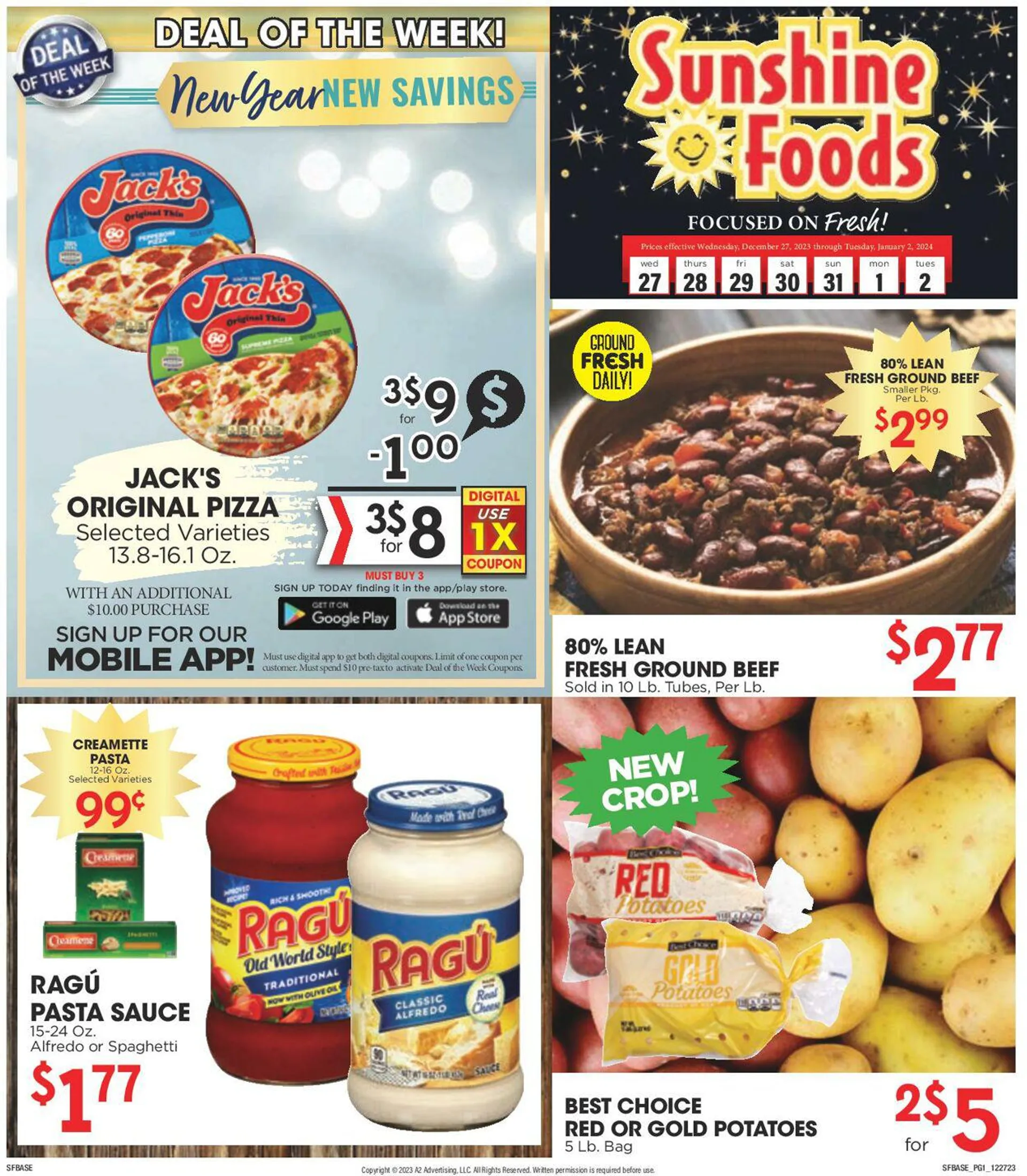 Weekly ad Sunshine Foods from December 27 to January 2 2024 - Page 1