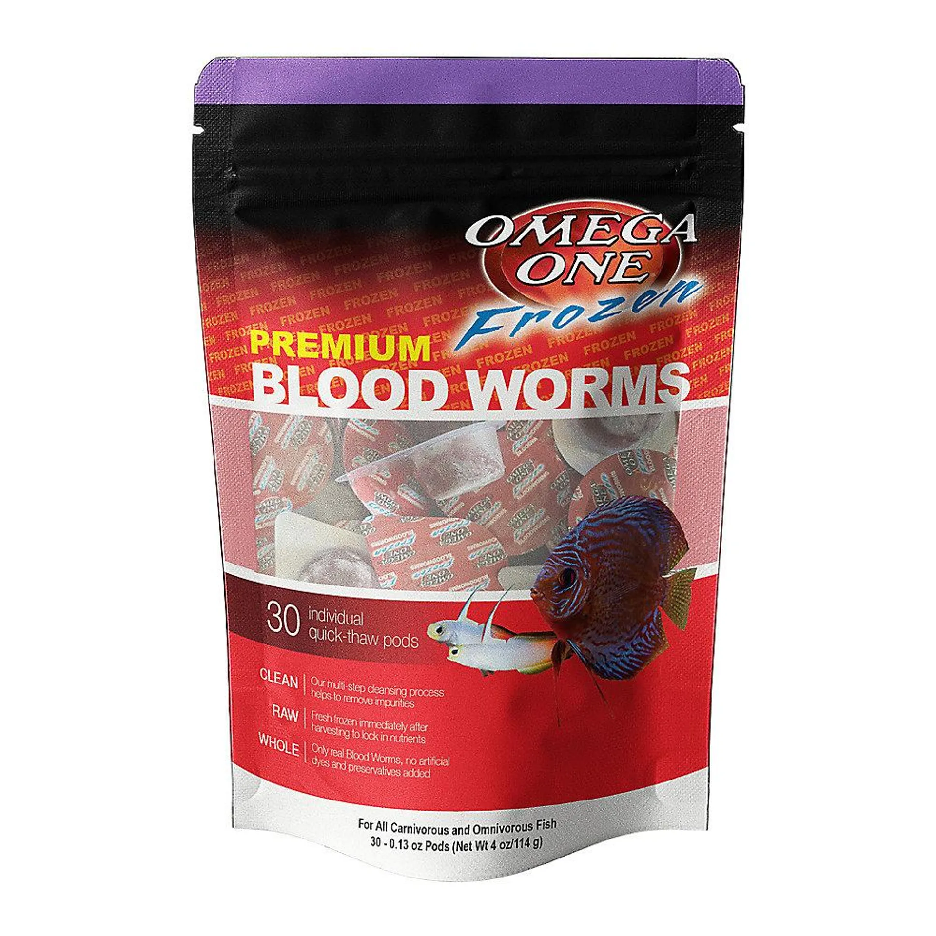 Omega™One Frozen Blood Worms Fish Food