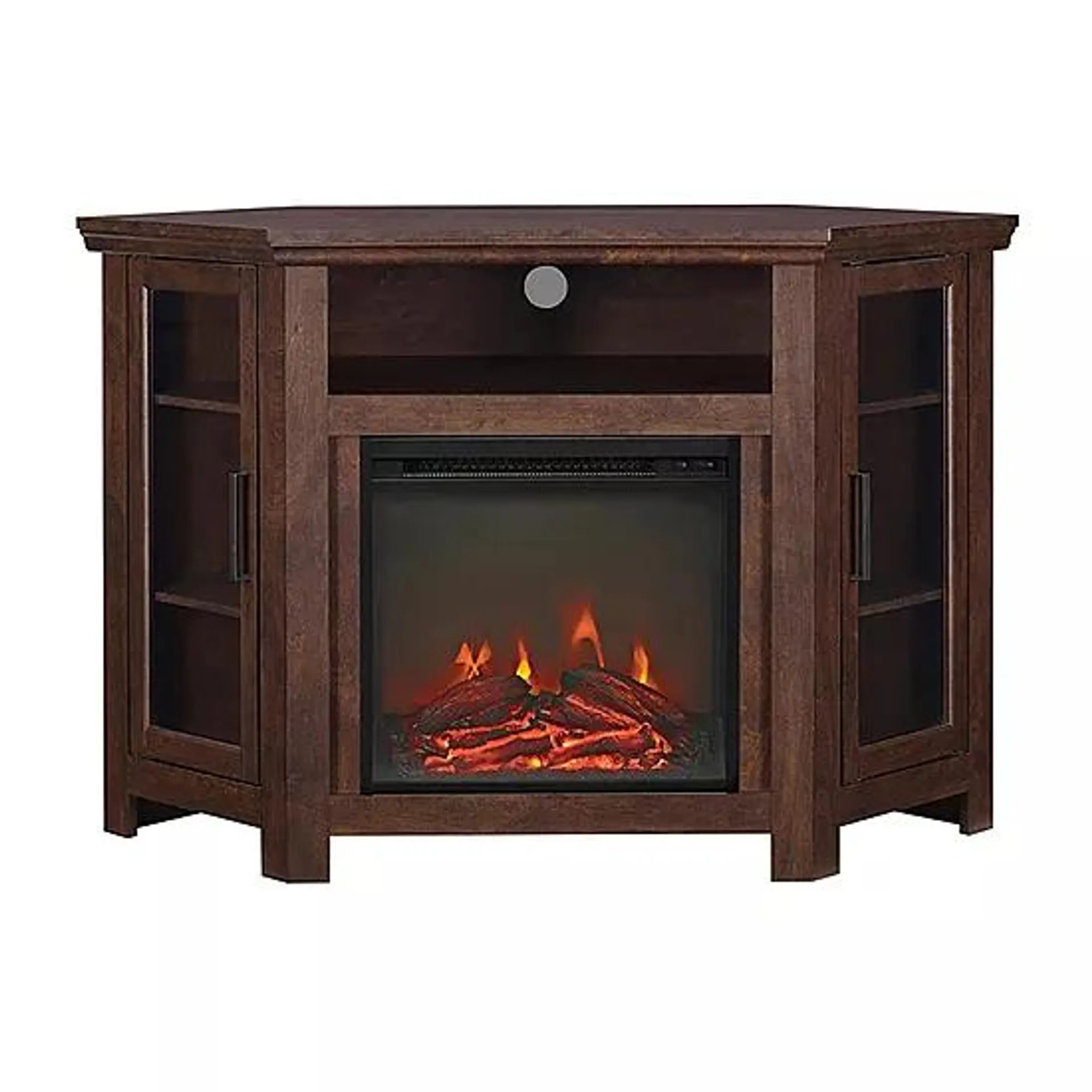 48" Wood Corner Fireplace Media TV Stand Console