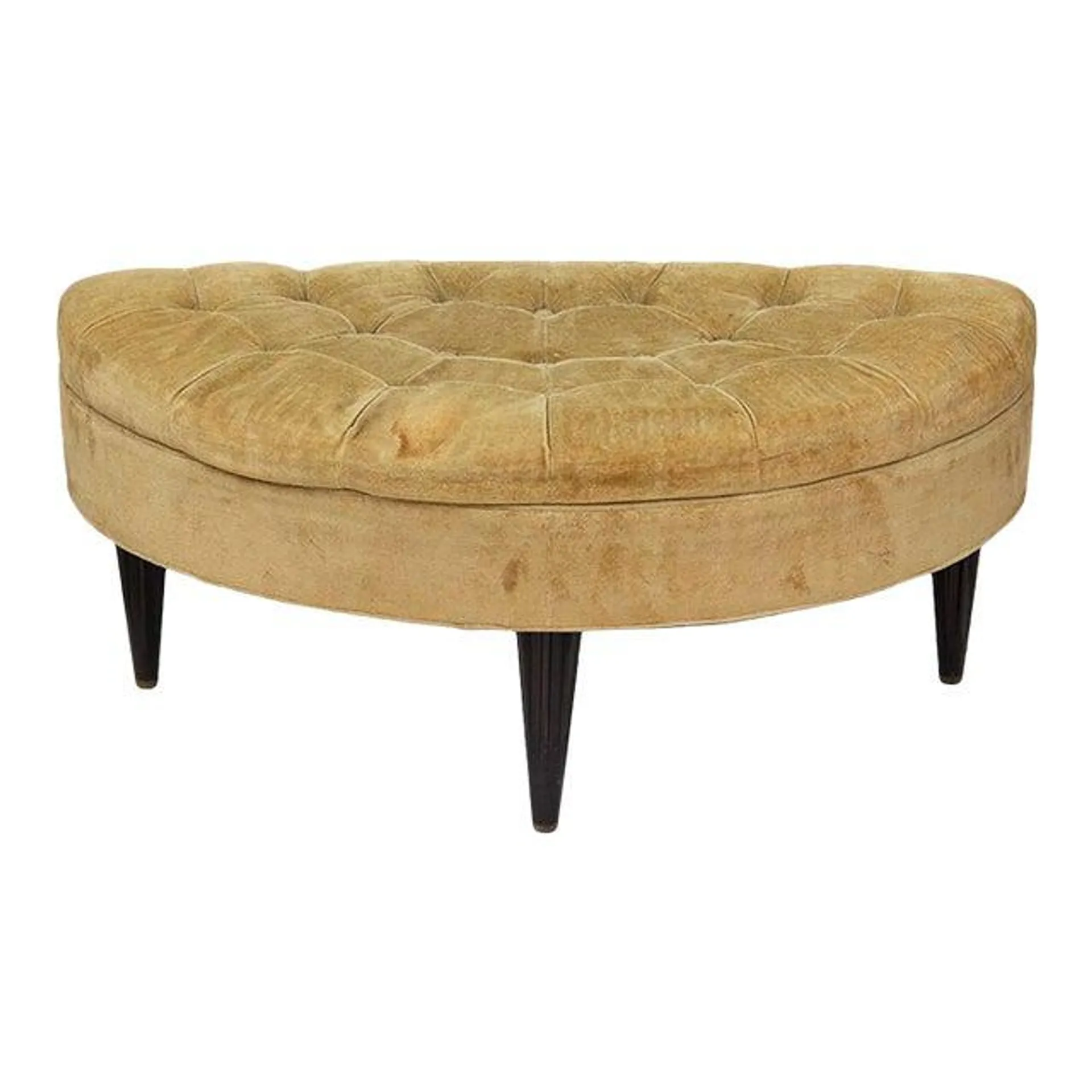 Tufted Demilune Ottoman by Dunbar With Fluted Legs