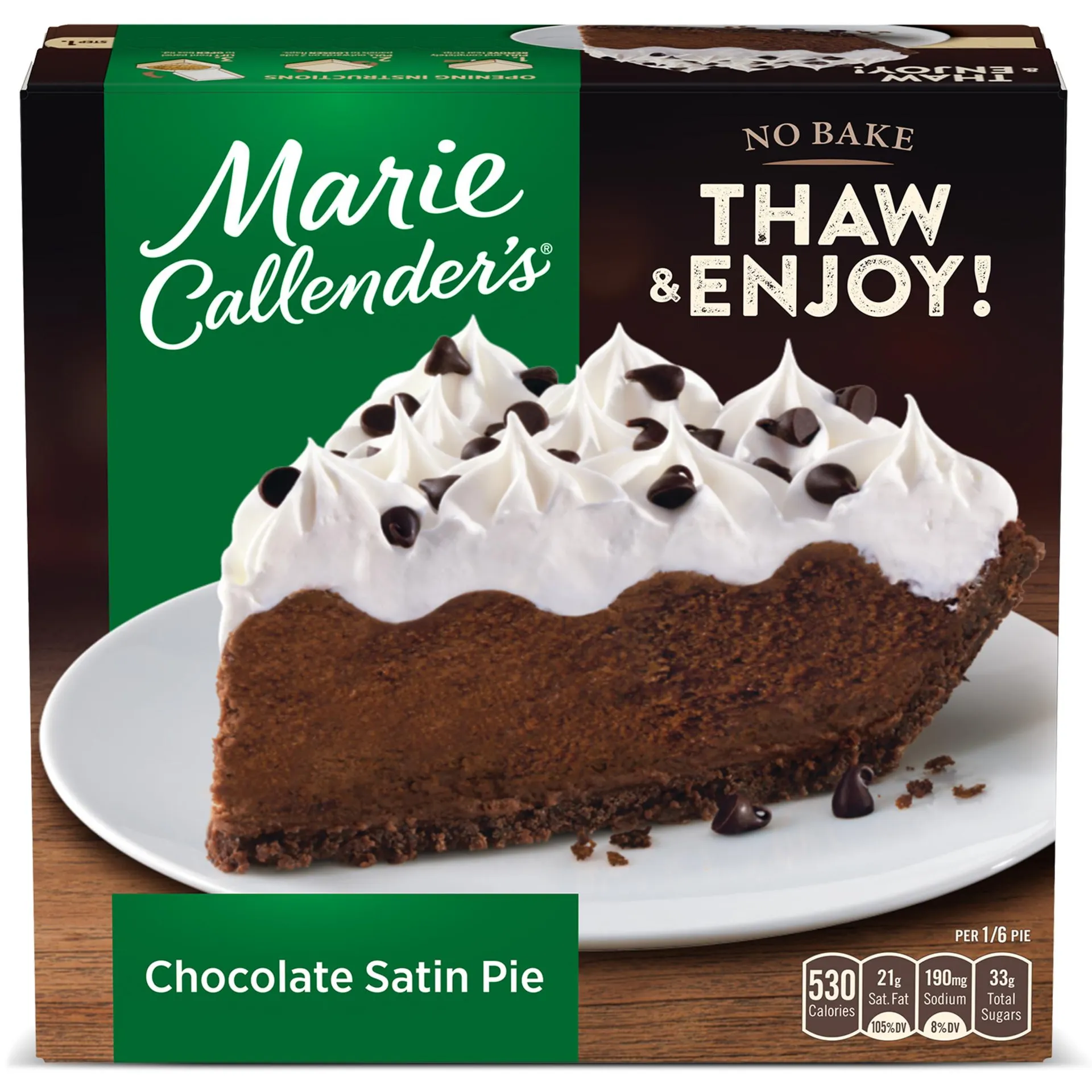 Marie Callender's Chocolate Satin Pie, Frozen Dessert, 25.6 oz (Frozen)