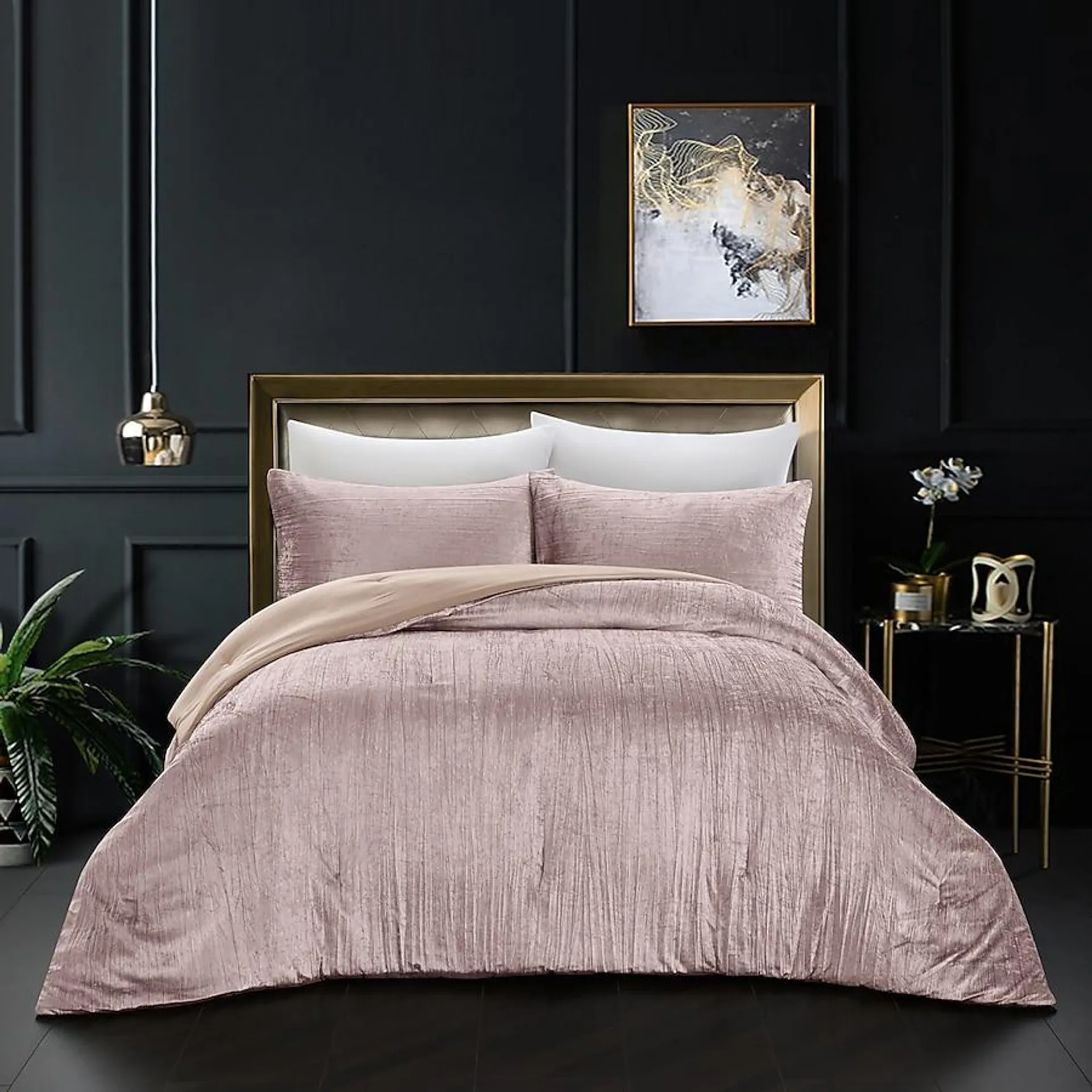 Grace Living Antwon Blush Solid Full/Queen Comforter with (Fill)