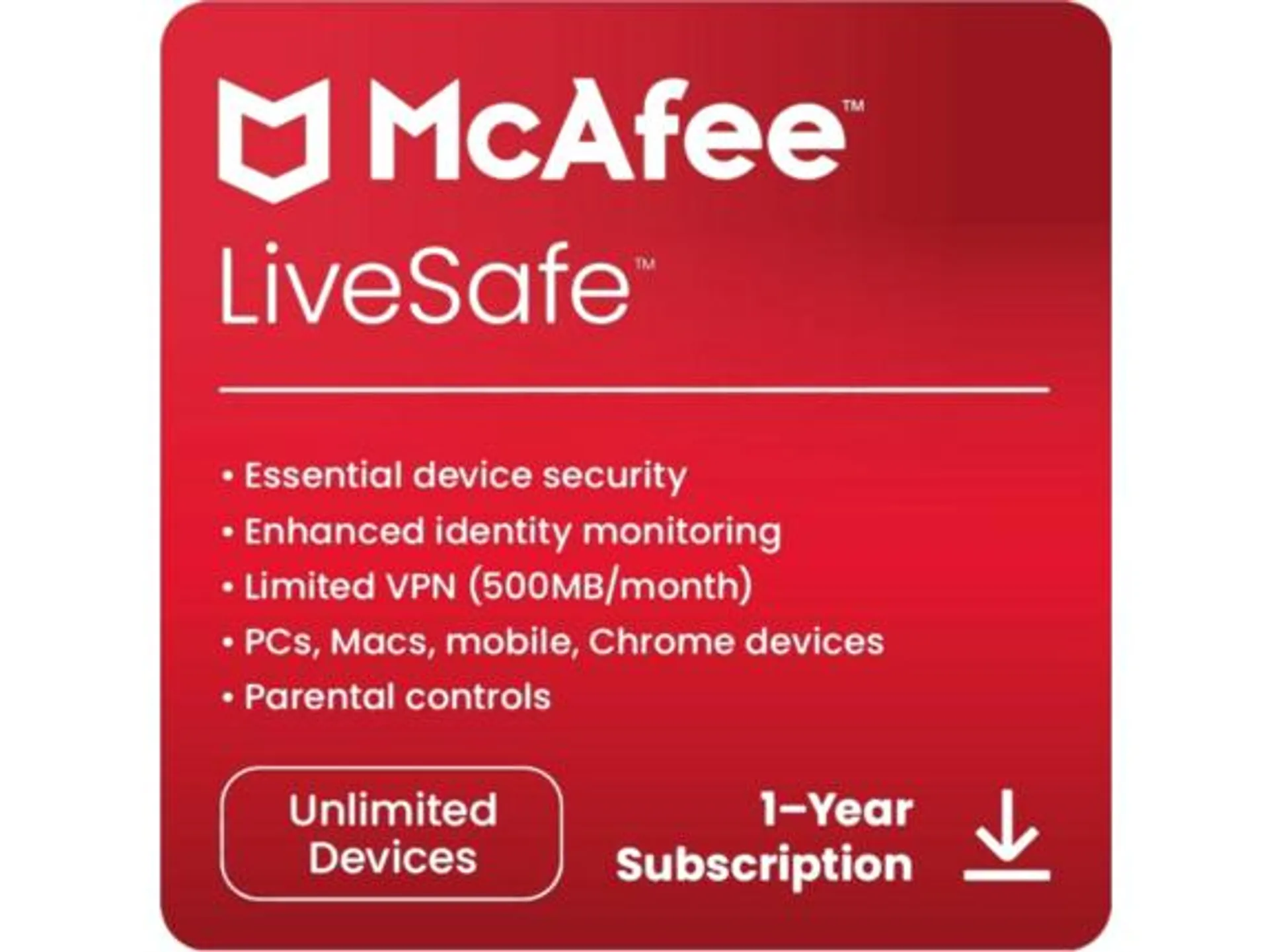 McAfee LiveSafe 12 Month (Windows/Mac)