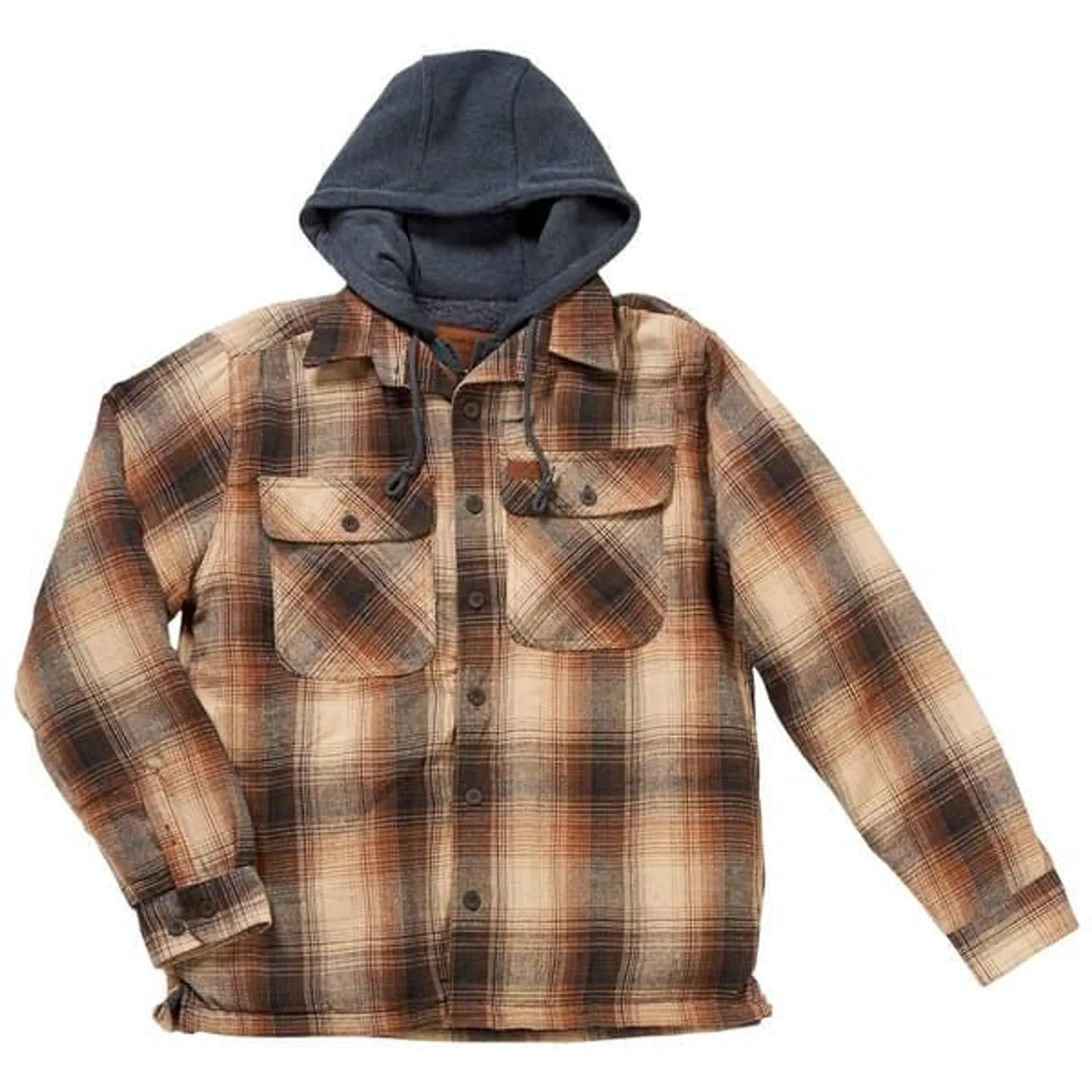 Mens Mountain Ridge Flannel Chest Protector Jacket - Brown Plaid