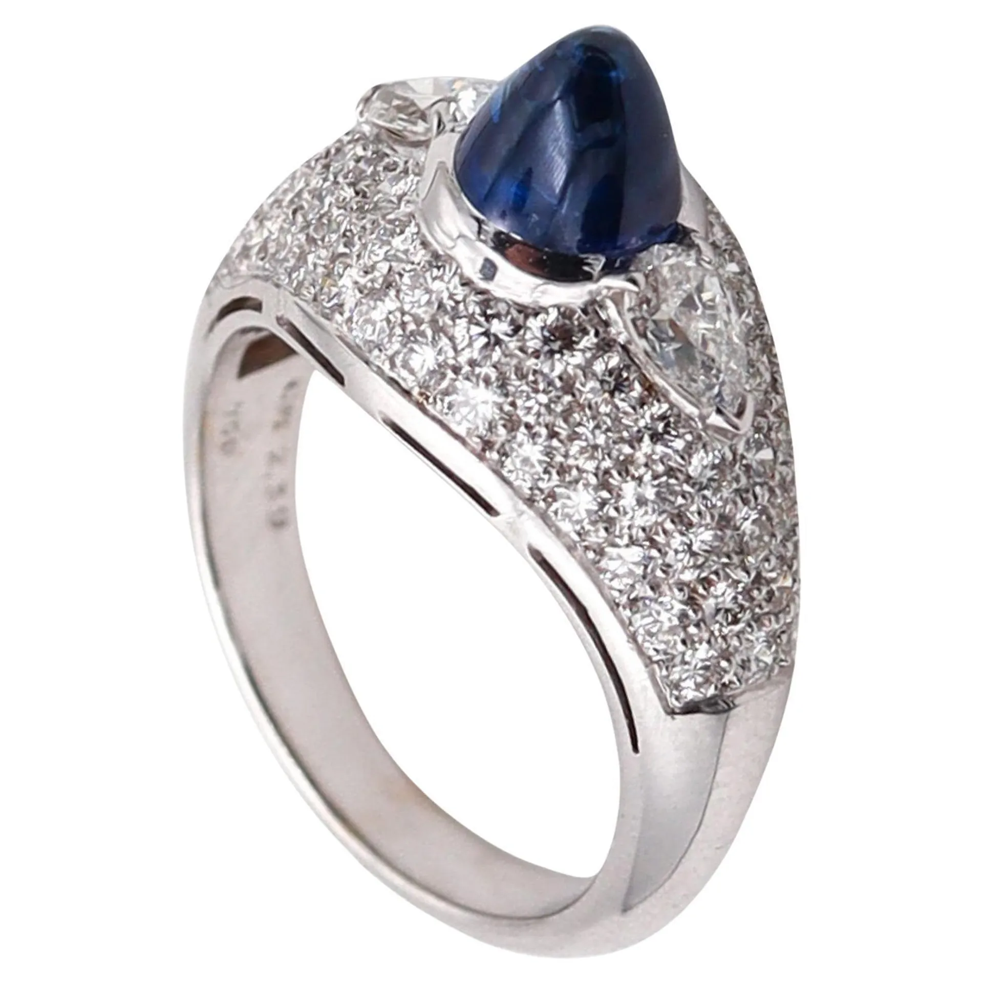 BVLGARI Cocktail Ring In 18Kt Gold With 4.74 Ctw In Diamonds And Sapphire