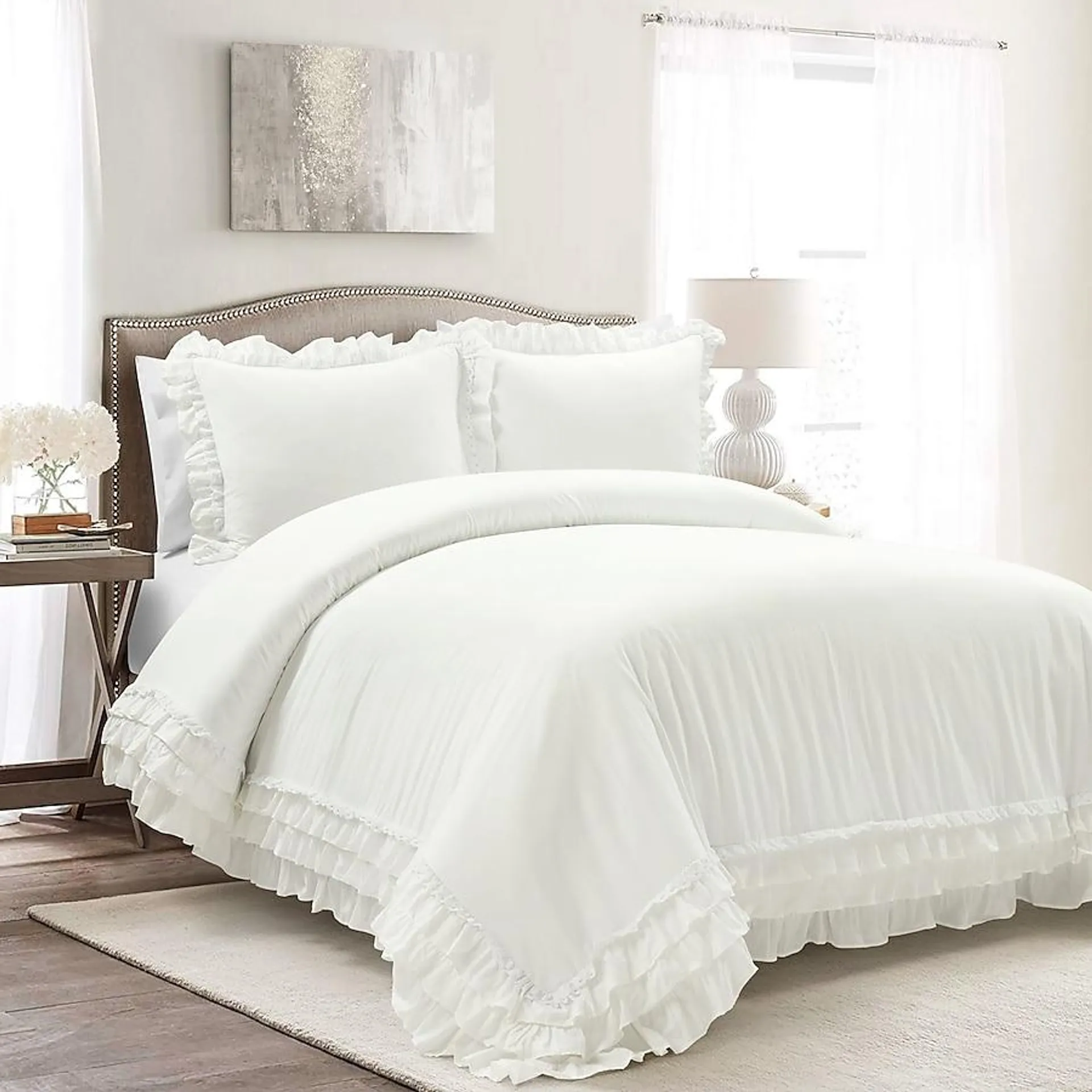 Lush Decor White Solid King Duvet Cover Cotton