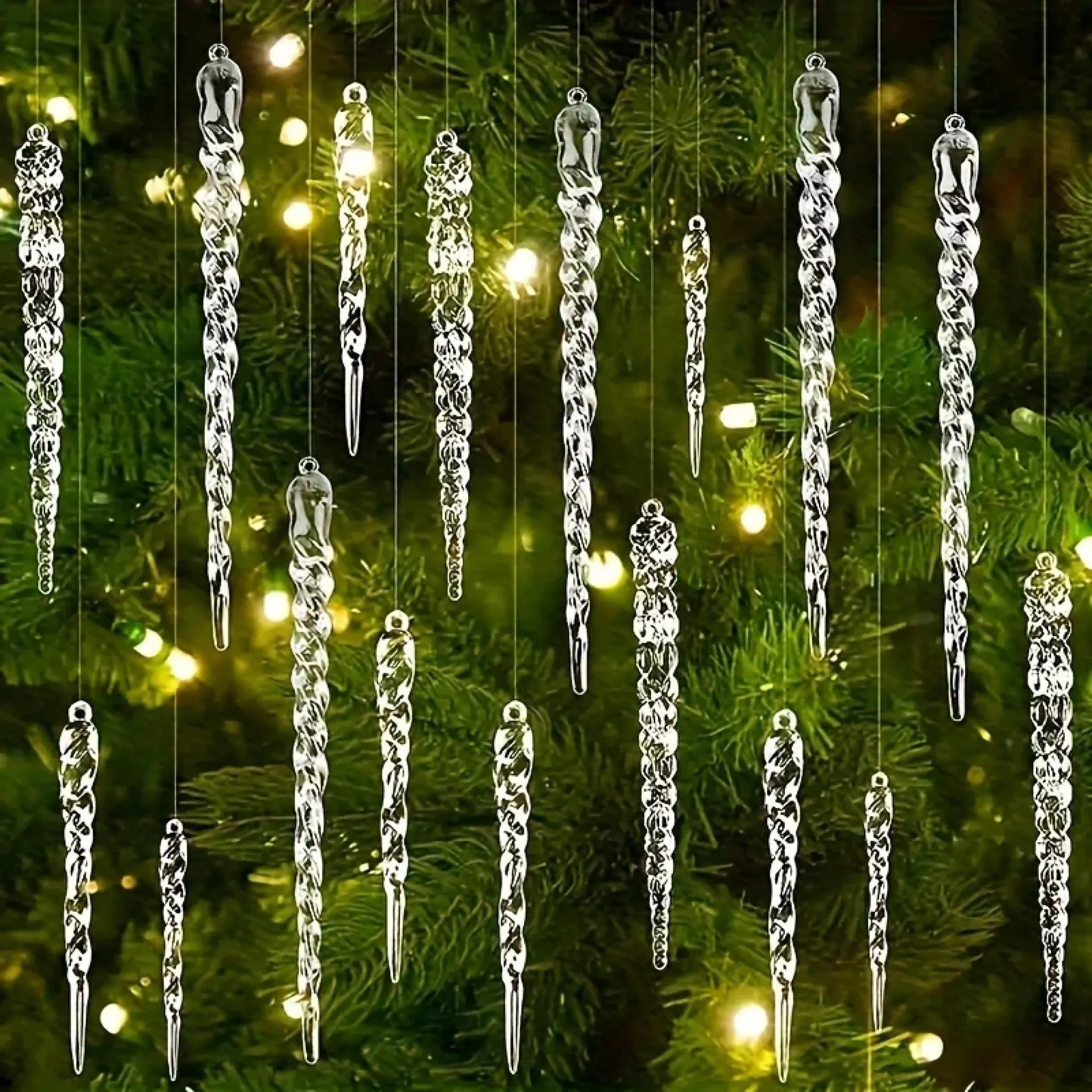 12/24/36 piezas de adornos navideños transparentes de cristal para decoración de fiestas de invierno y vacaciones