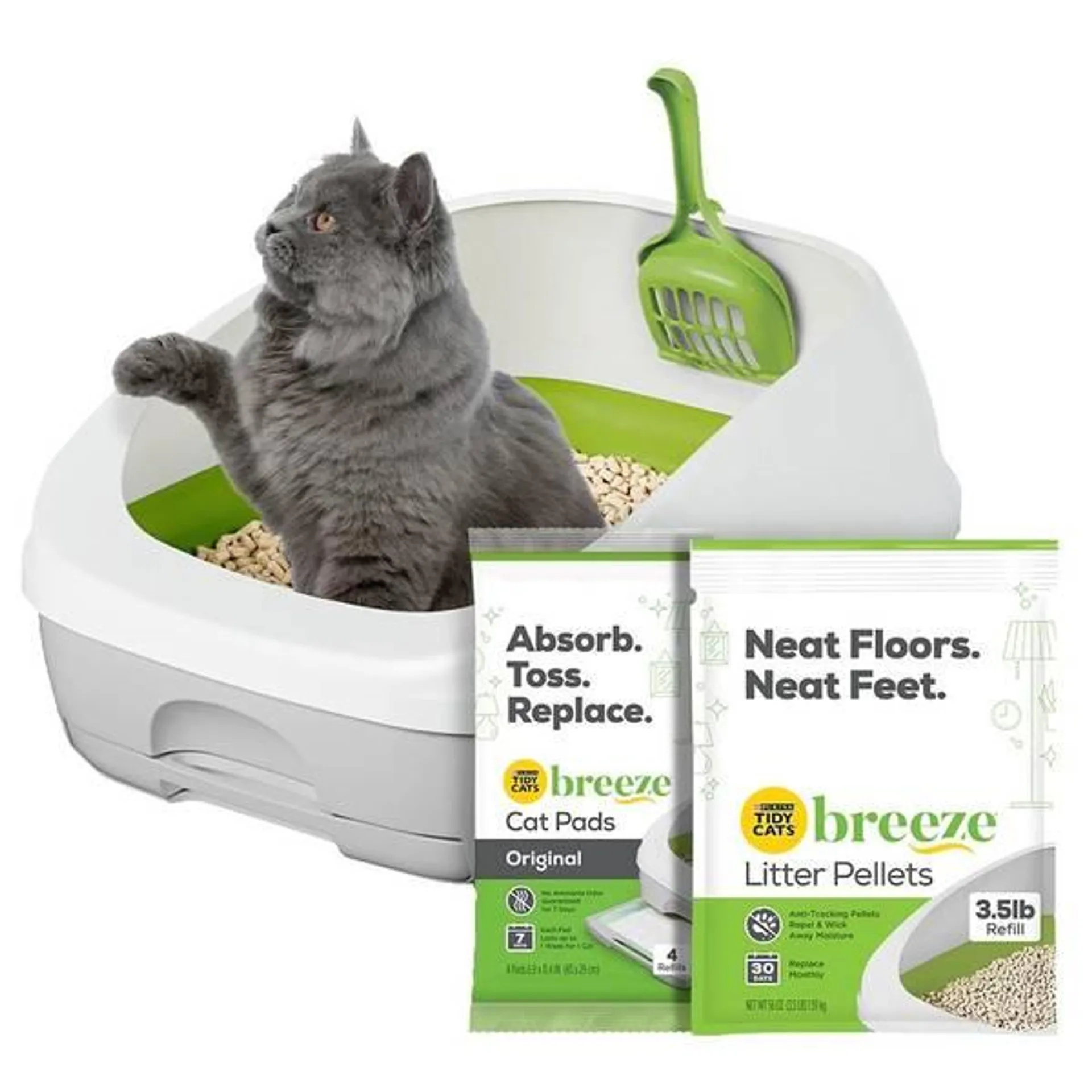 BREEZE System Starter Kit Litter Box, Litter Pellets & Pads