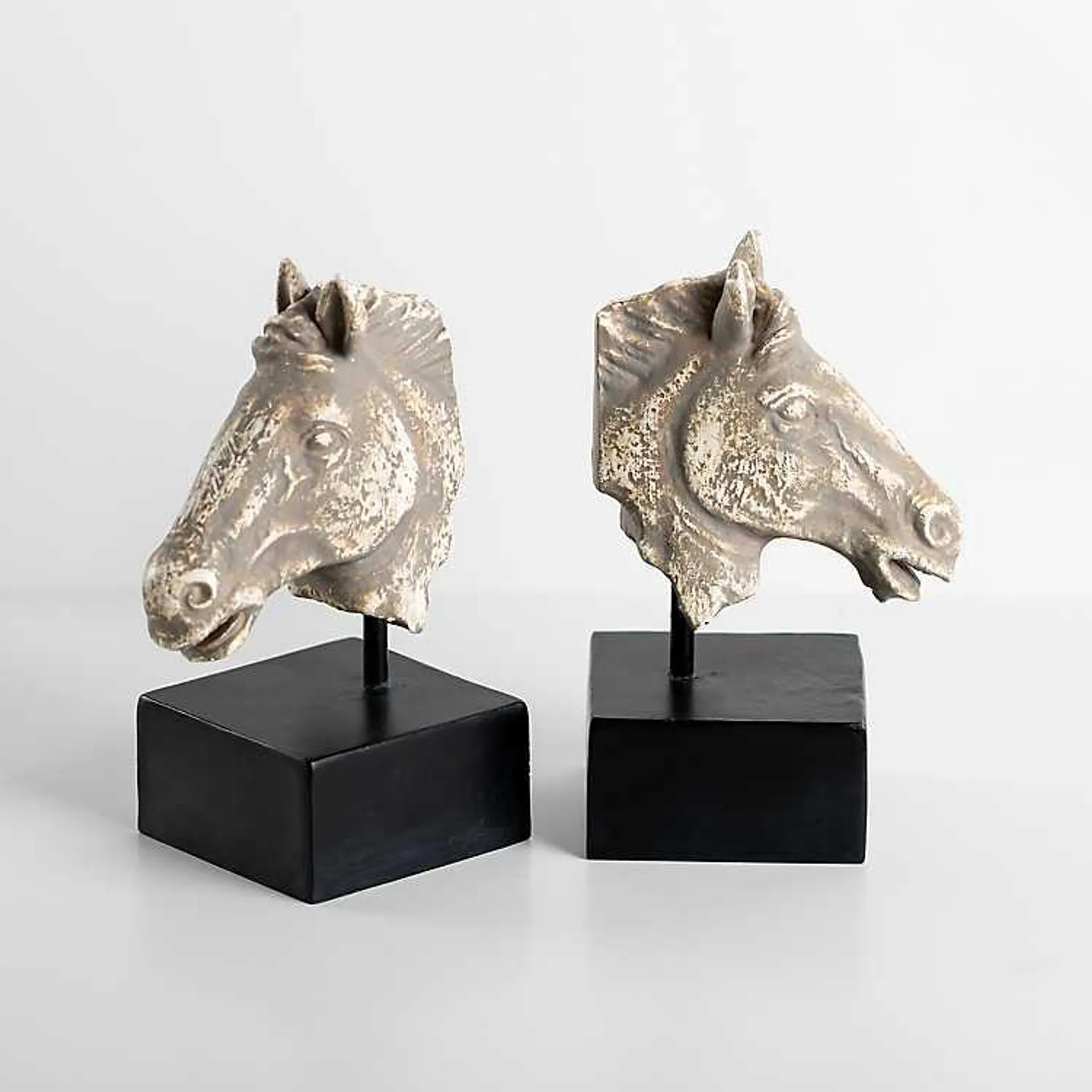 Black and White Horse Head Bookends, Set of 2